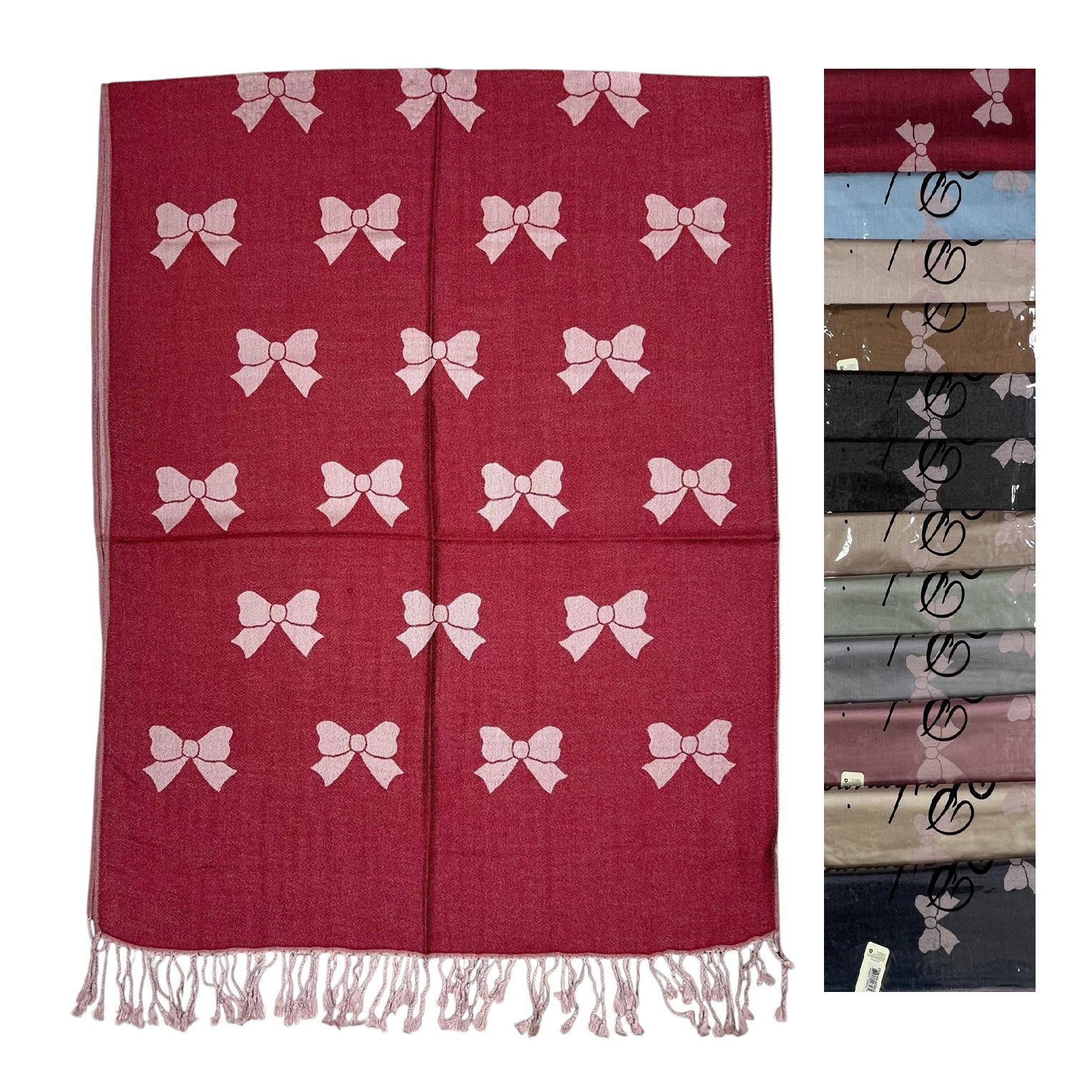Cute Bowknot Pattern Pashmina SF24135 (11Colors , 1Doz)