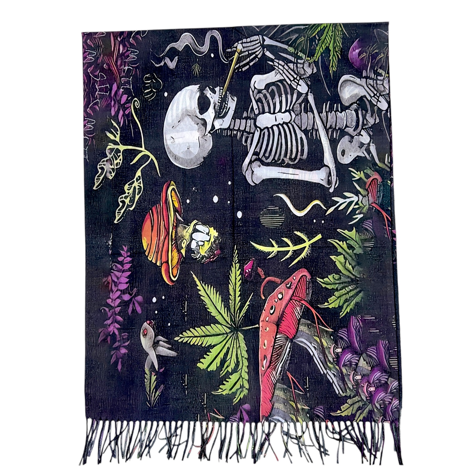 Skeleton Marijuana Pattern Shawl SF24128