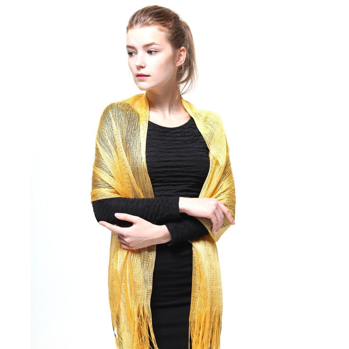 Lurex Sheer Metallic Evening Scarf AM2311820 Gold [AM2311820] - $2.95 ...