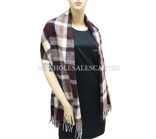 Giant Checker Shawl S5138 Burgundy