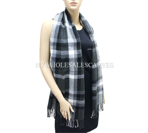 Giant Checker Shawl S5138 Grey