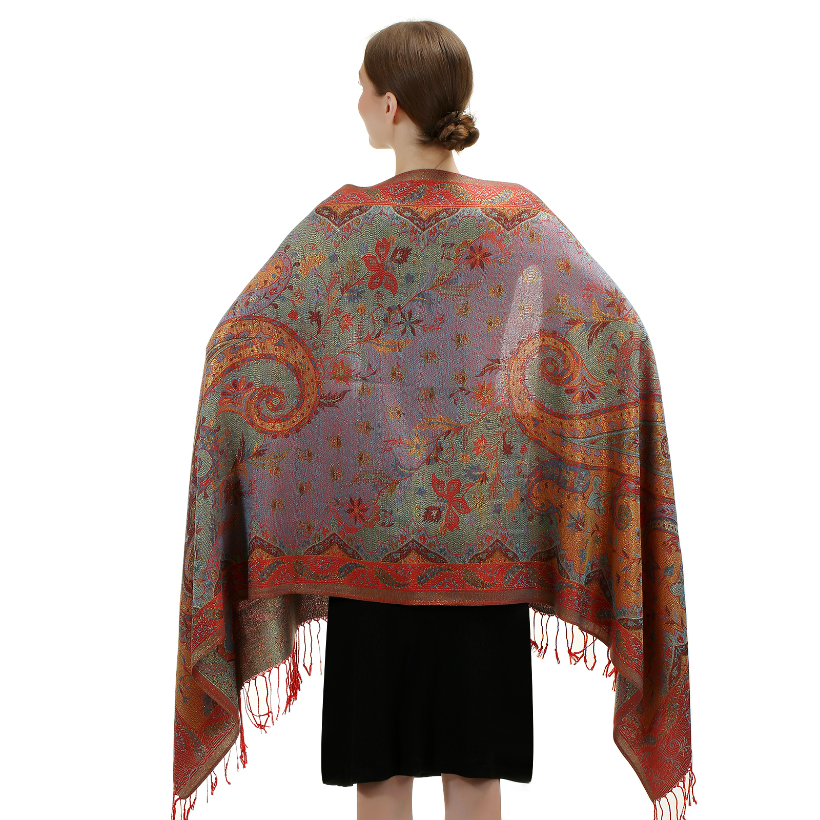 Giant Metallic Paisley Pashmina SF24131 (11 colors, 1Doz)