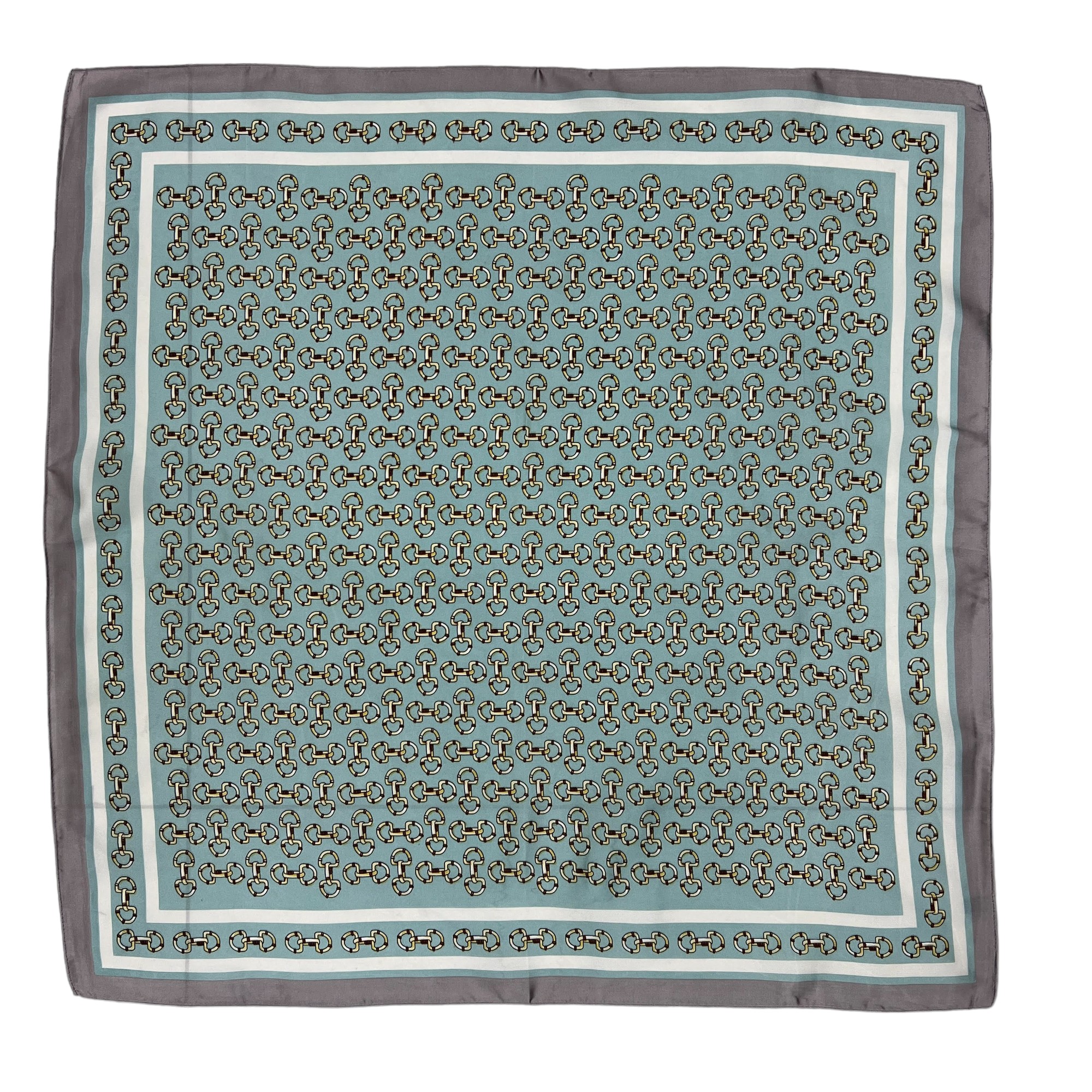 Satin Horsebit Print Scarf LR2036-3 Turquoise