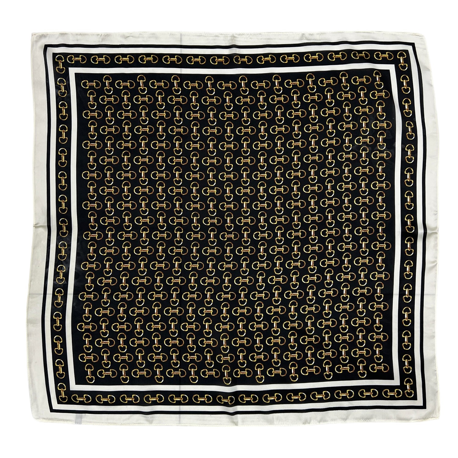 Satin Horsebit Print Scarf LR2036-4 Black