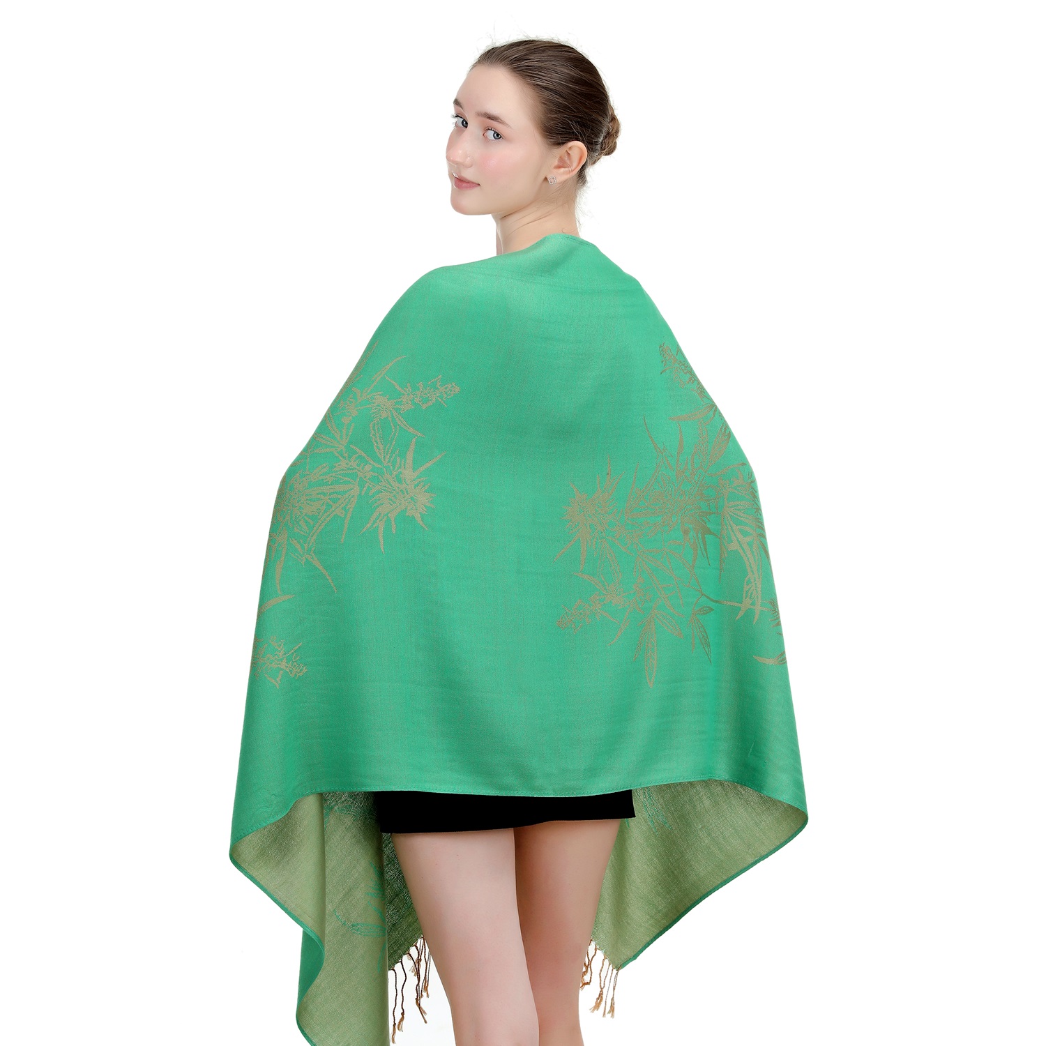 Marijuana leaves Pattern Pashmina NY23209-3 Green
