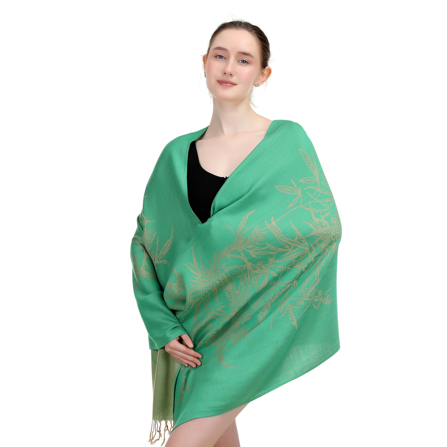 Marijuana leaves Pattern Pashmina NY23209-3 Green