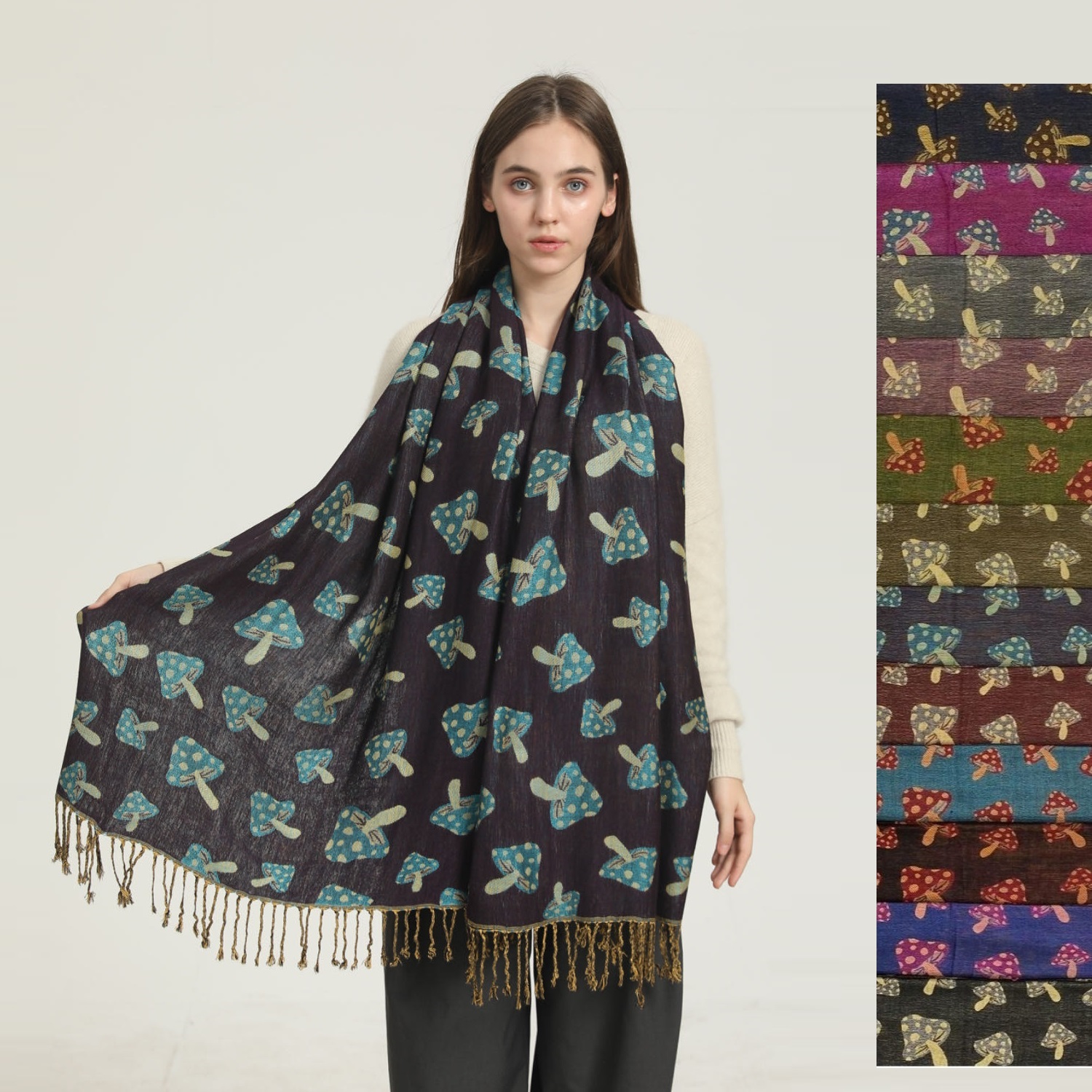 Mushroom Pattern Pashmina SF23164 (12 Colors 1DZ)