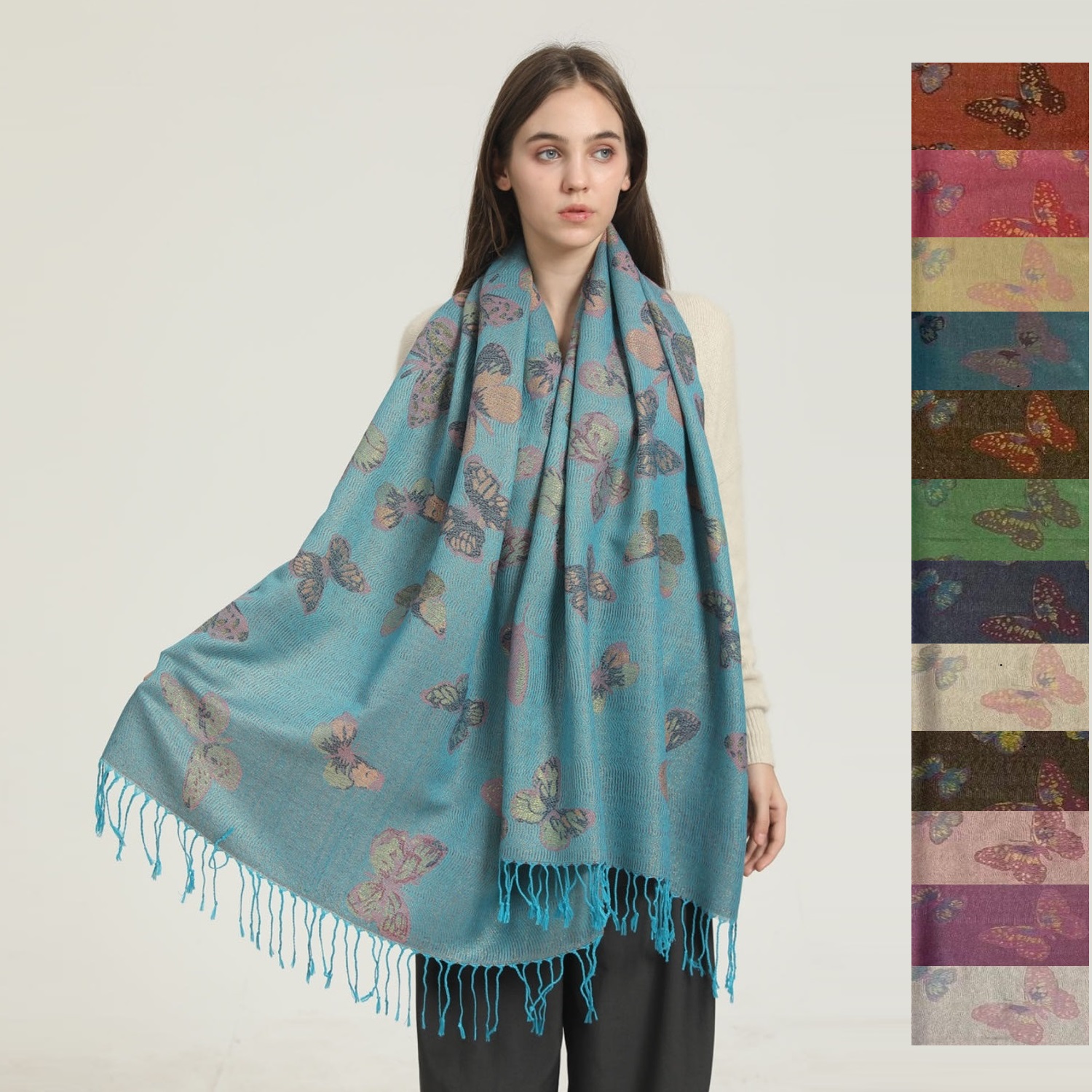 Metallic Butterfly Pashmina SF23157 (12COLORS, 1DZ)