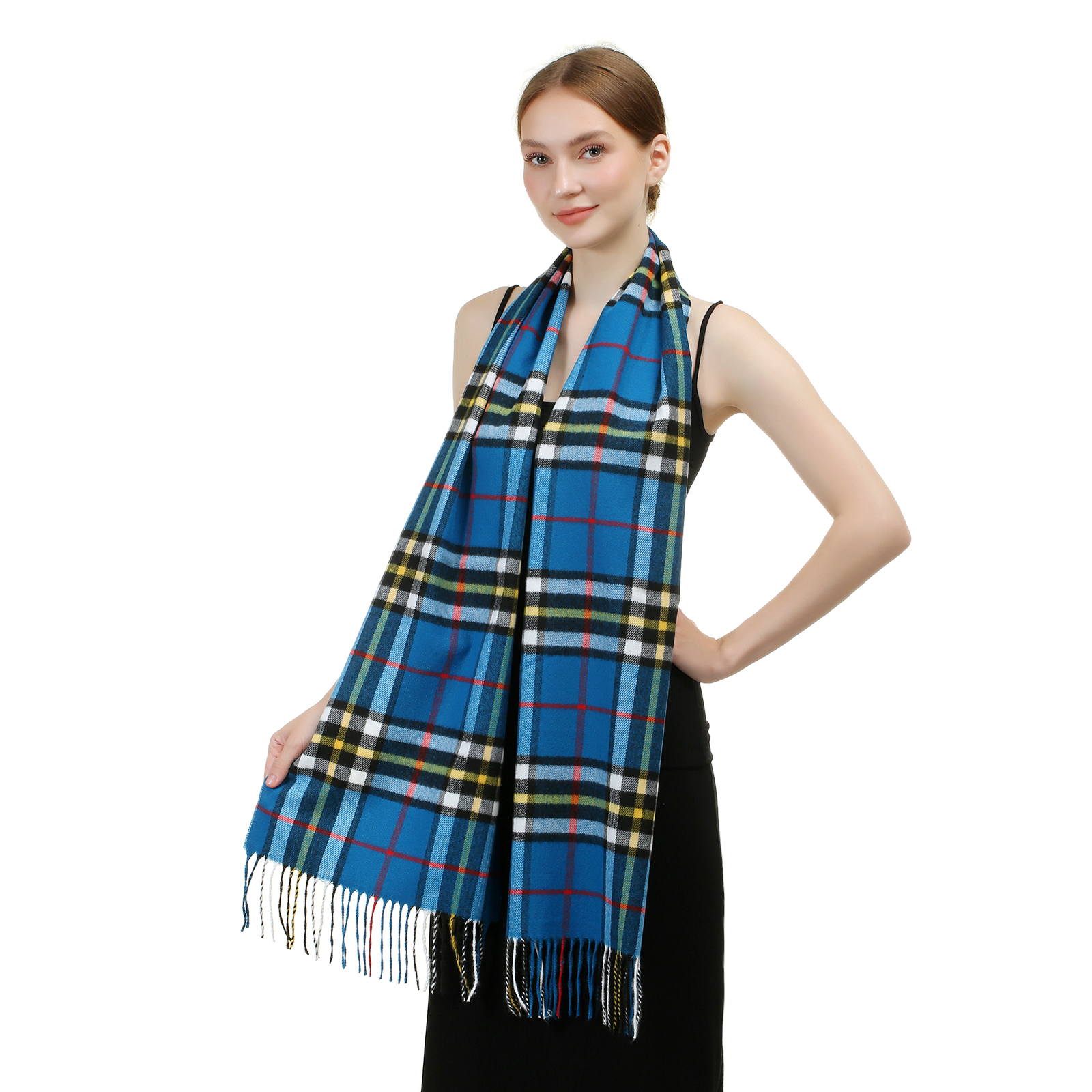 Cashmere Feel Scarf SW-94 Blue Yellow