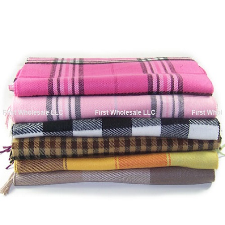 Plaid Cashmere Feel Scarf CS88(12 Colors, 1 Doz)