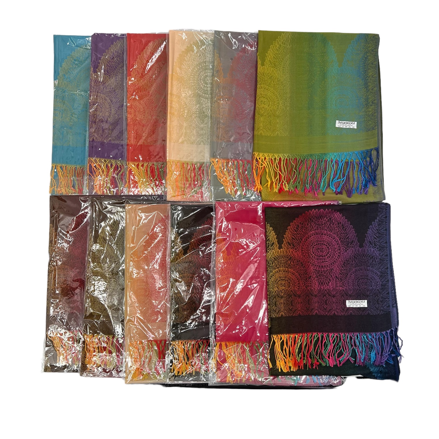 Rainbow Circle Pattern Pashmina JB631 (12 Colors, 1Doz)