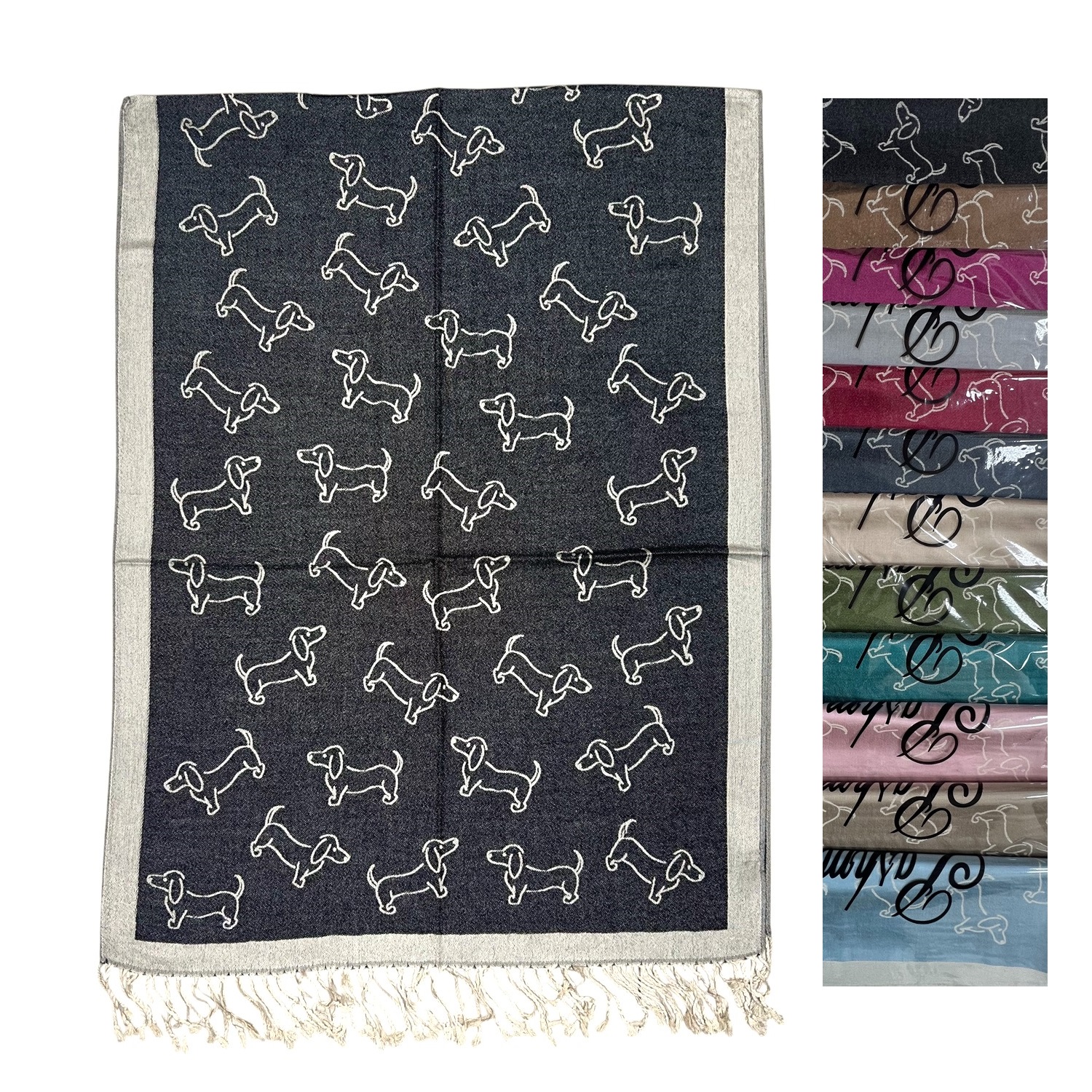 Playful Dachshund Pashmina SF24136 (12 Colors, 1Doz)