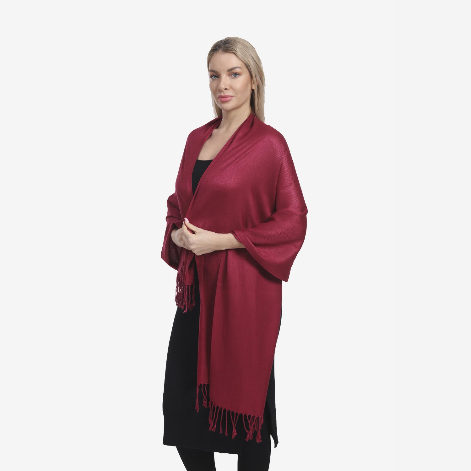 Solid Silky Pashmina 8135 Burgundy