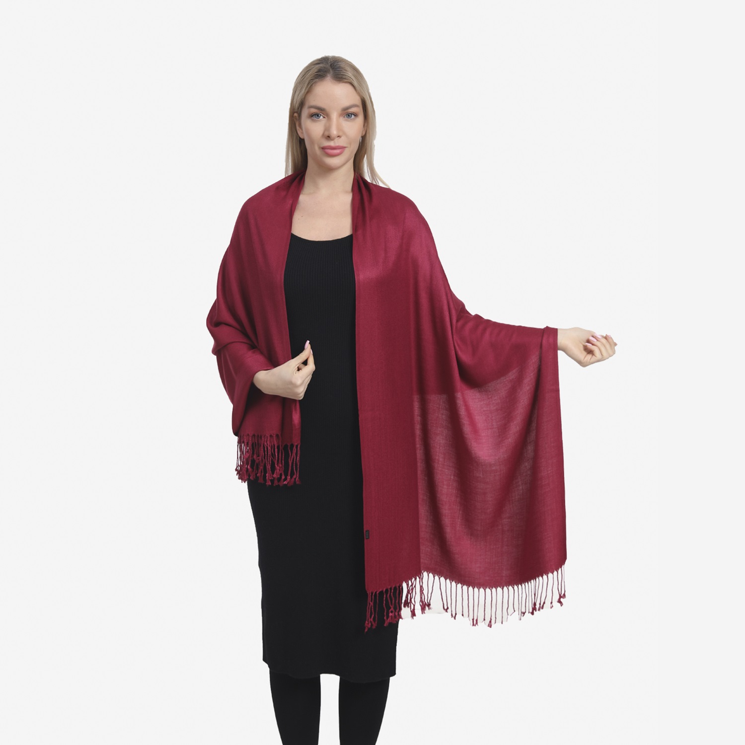Solid Silky Pashmina 8135 Burgundy