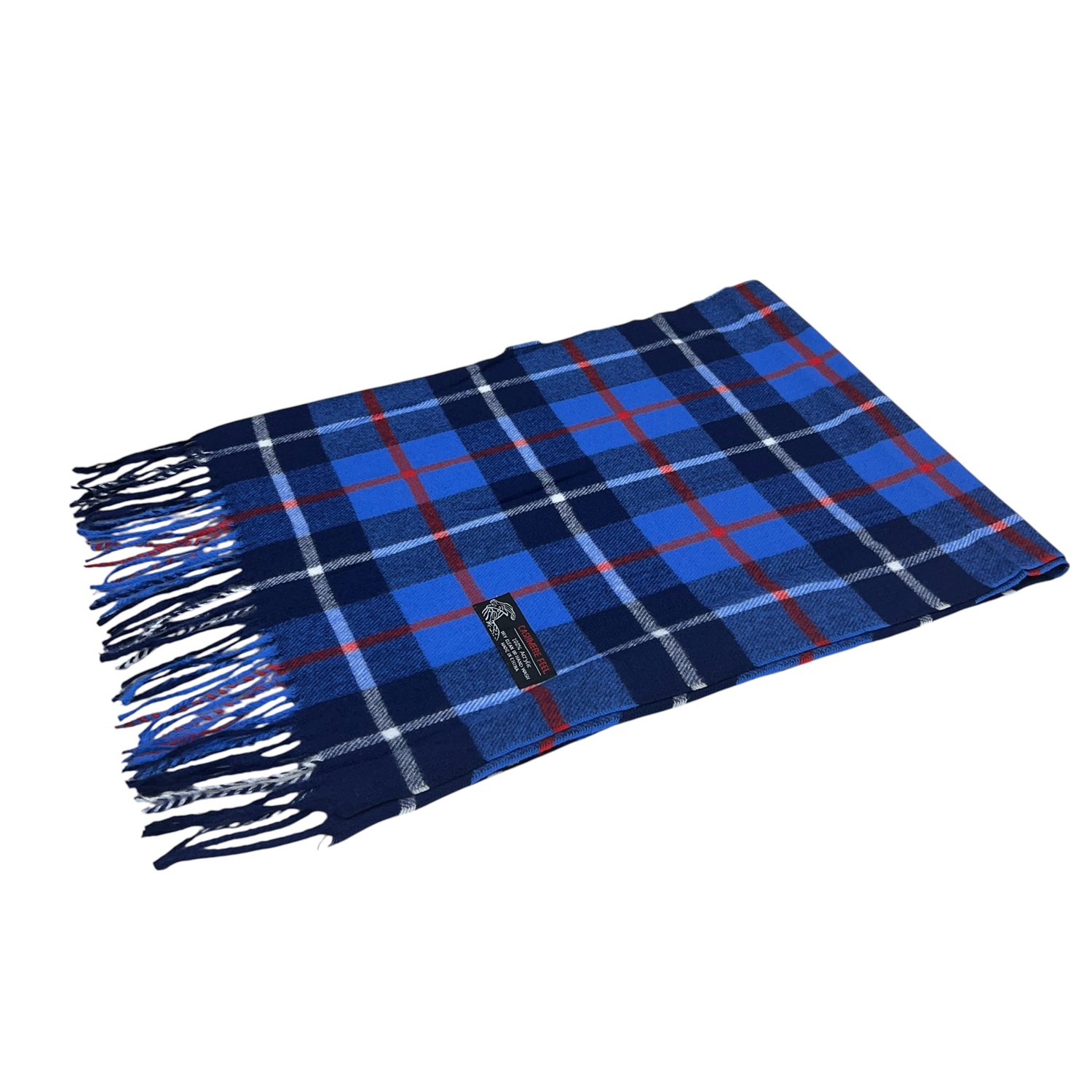Cashmere Feel Classic Scarf SW-74:Blue/Red