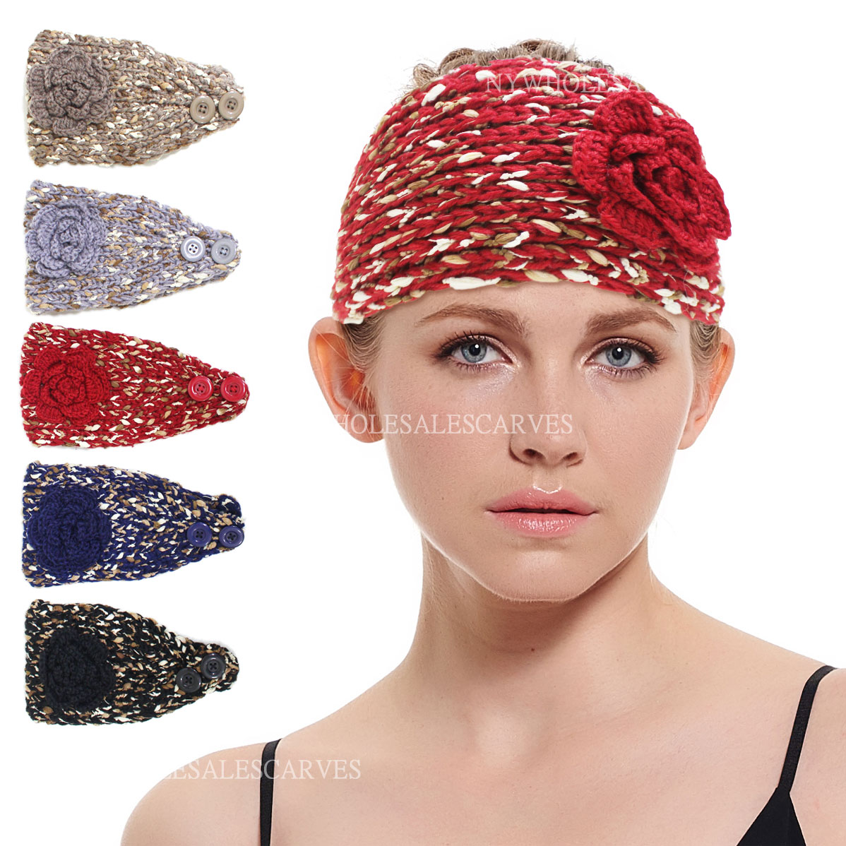 Crochet Headbands 230977 (5 Colors, 1Doz) [230977] - $32.00 : Wholesale ...