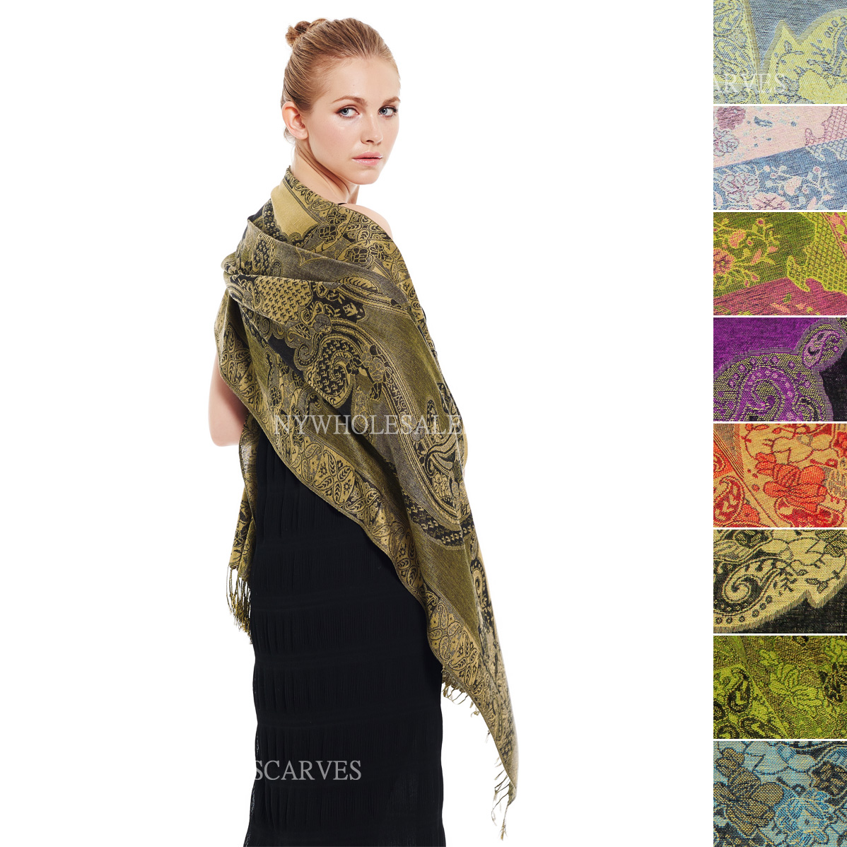 Indian Paisley Pashmina IPBS (7 Colors, 1 Doz)