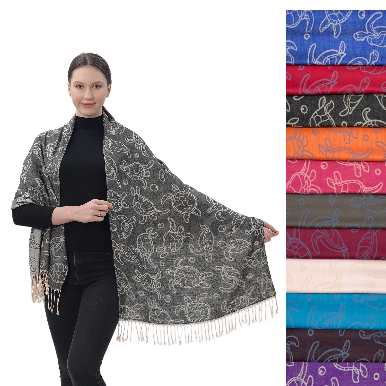 Unique Sea Turtle Pattern Pashmina NY23187 (12 COLORS, 1DZ)