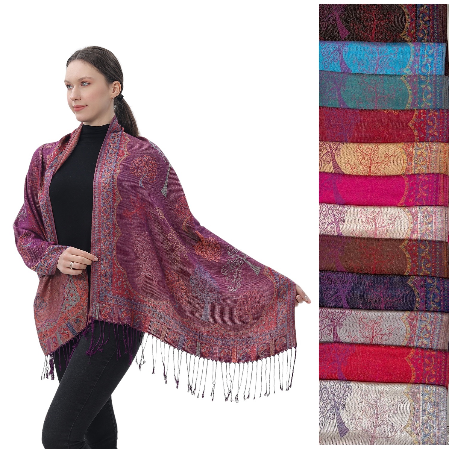 Tree of Life Pattern Pashmina NY23188 (12 COLORS, 1DZ)