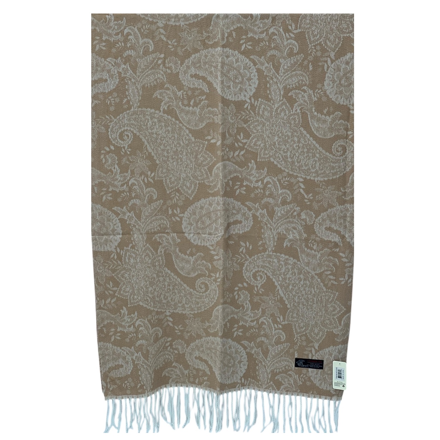 Soft Beige Boho Chic Paisley Cashmere Feel Shawl: NY23214-2
