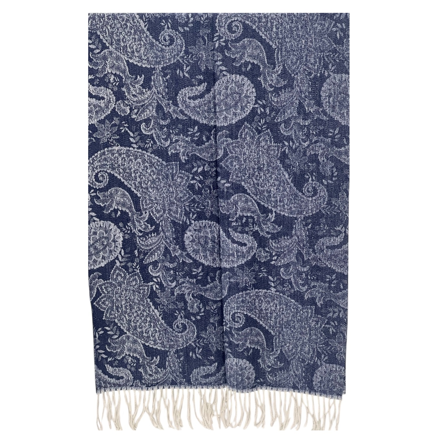 Navy Boho Chic Paisley Cashmere Feel Shawl:NY23214-3