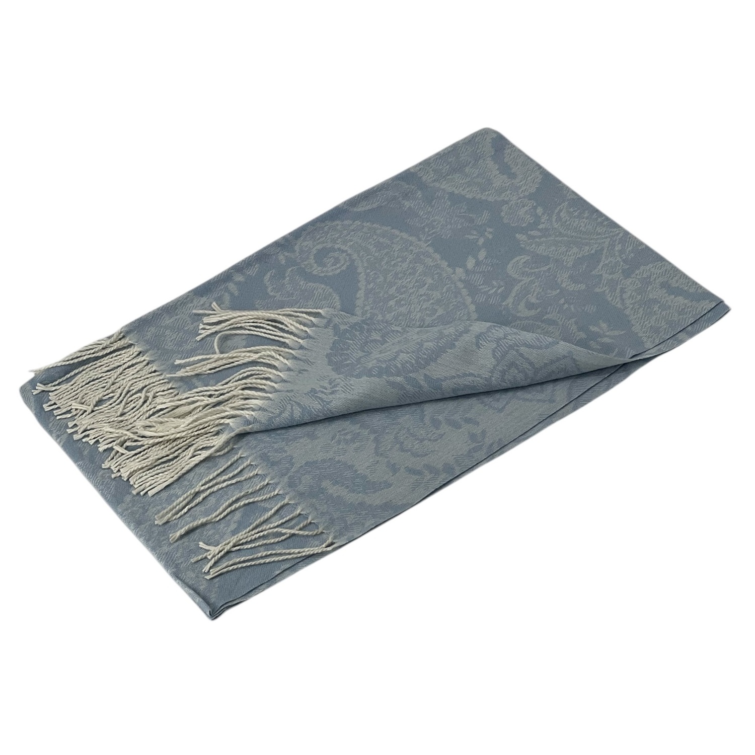 Baby Blue Boho Chic Paisley Cashmere Feel Shawl: NY23214-4