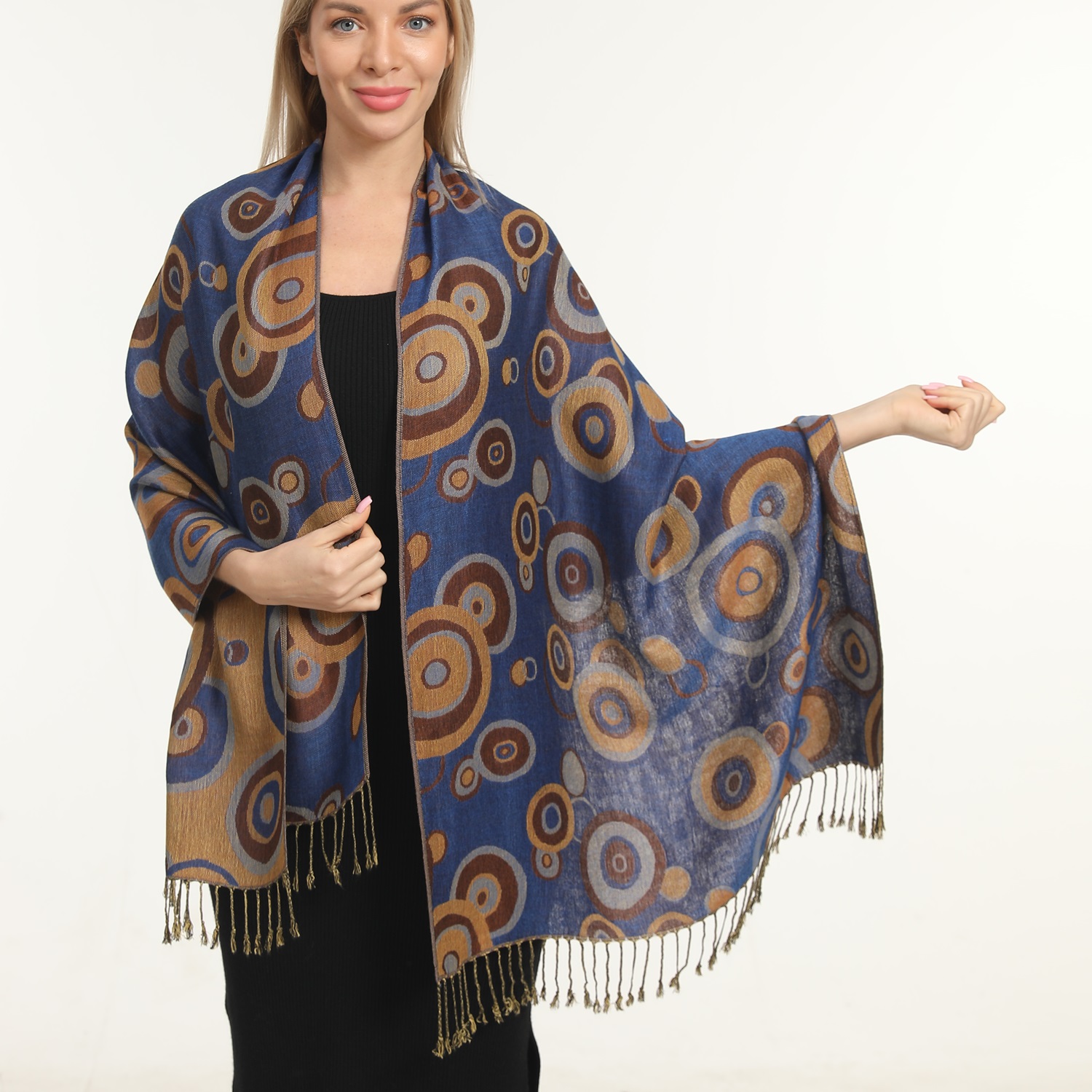 Multi Circle Pashmina NY2515 Blue