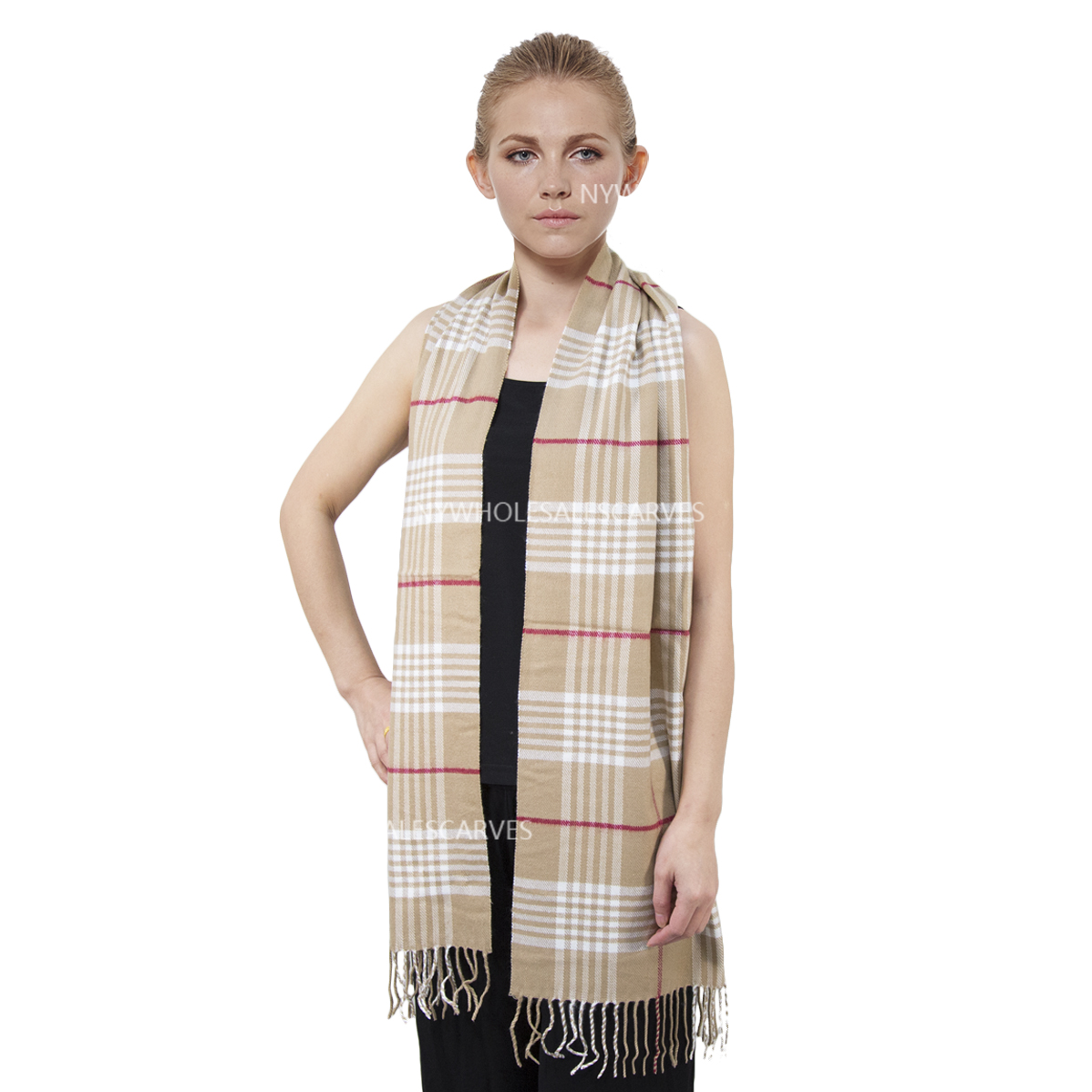 Giant Check Scarf YZ29-01 Color: Khaki