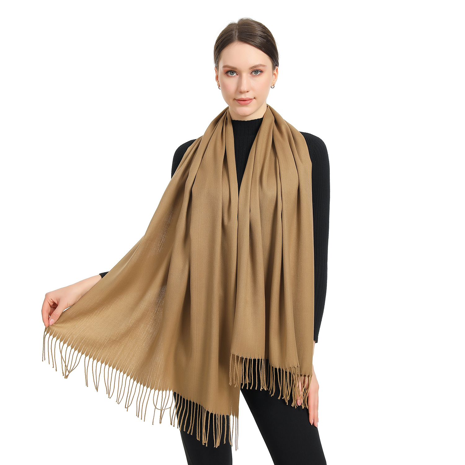 Premium Event Solid Pashmina NY7716 Dark Camel