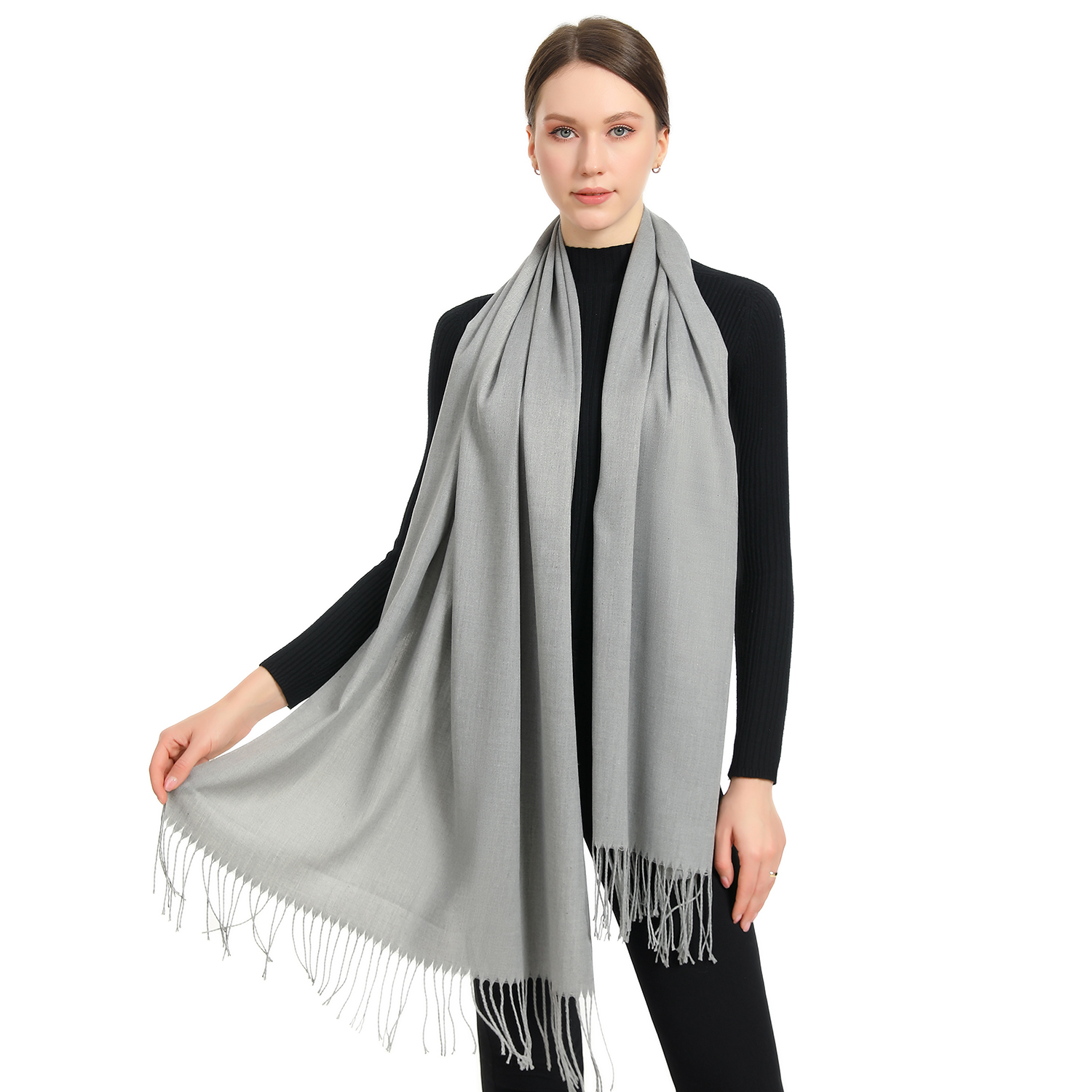 Premium Event Solid Pashmina NY7723 Medium Grey