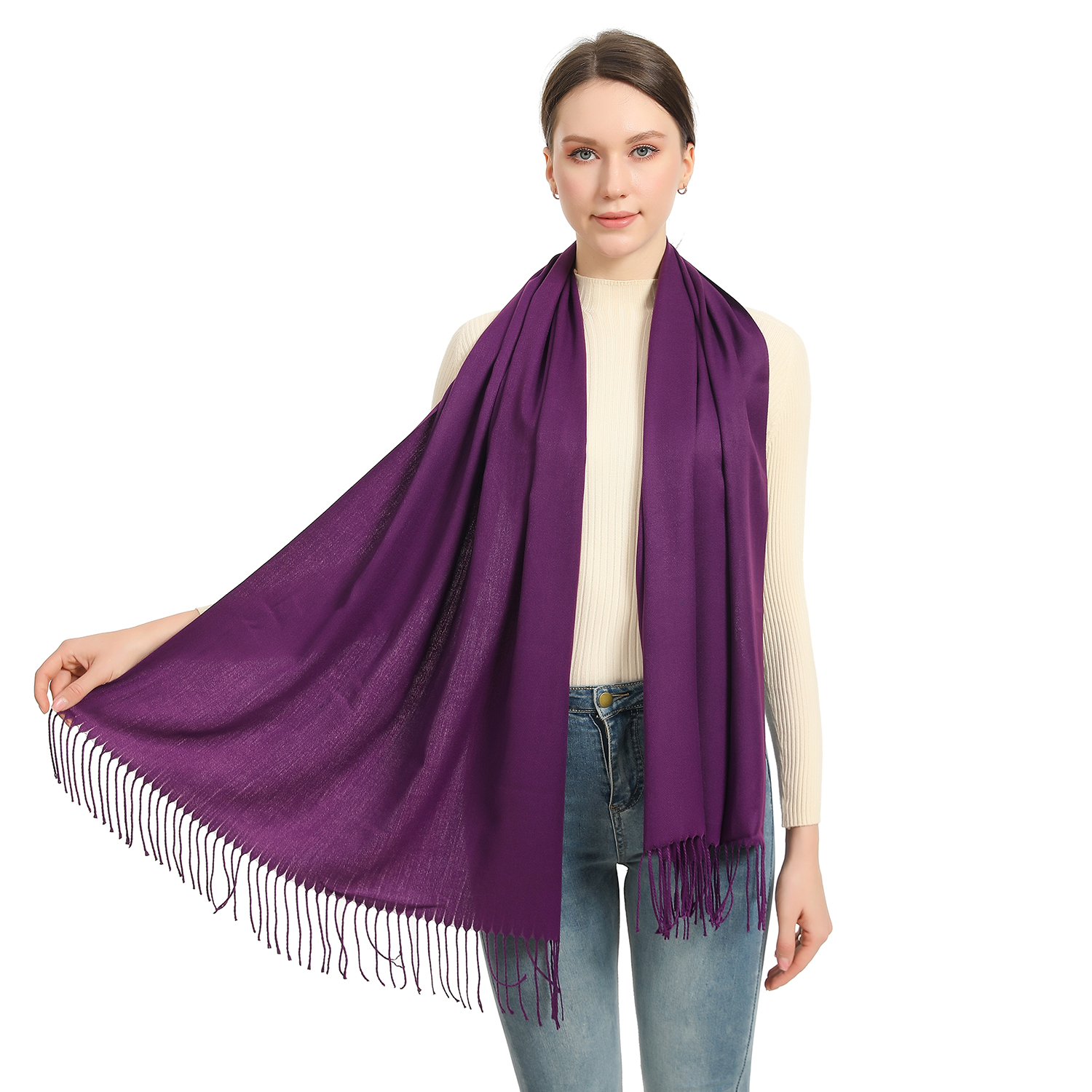 Premium Event Solid Pashmina NY7727 Dark Purple
