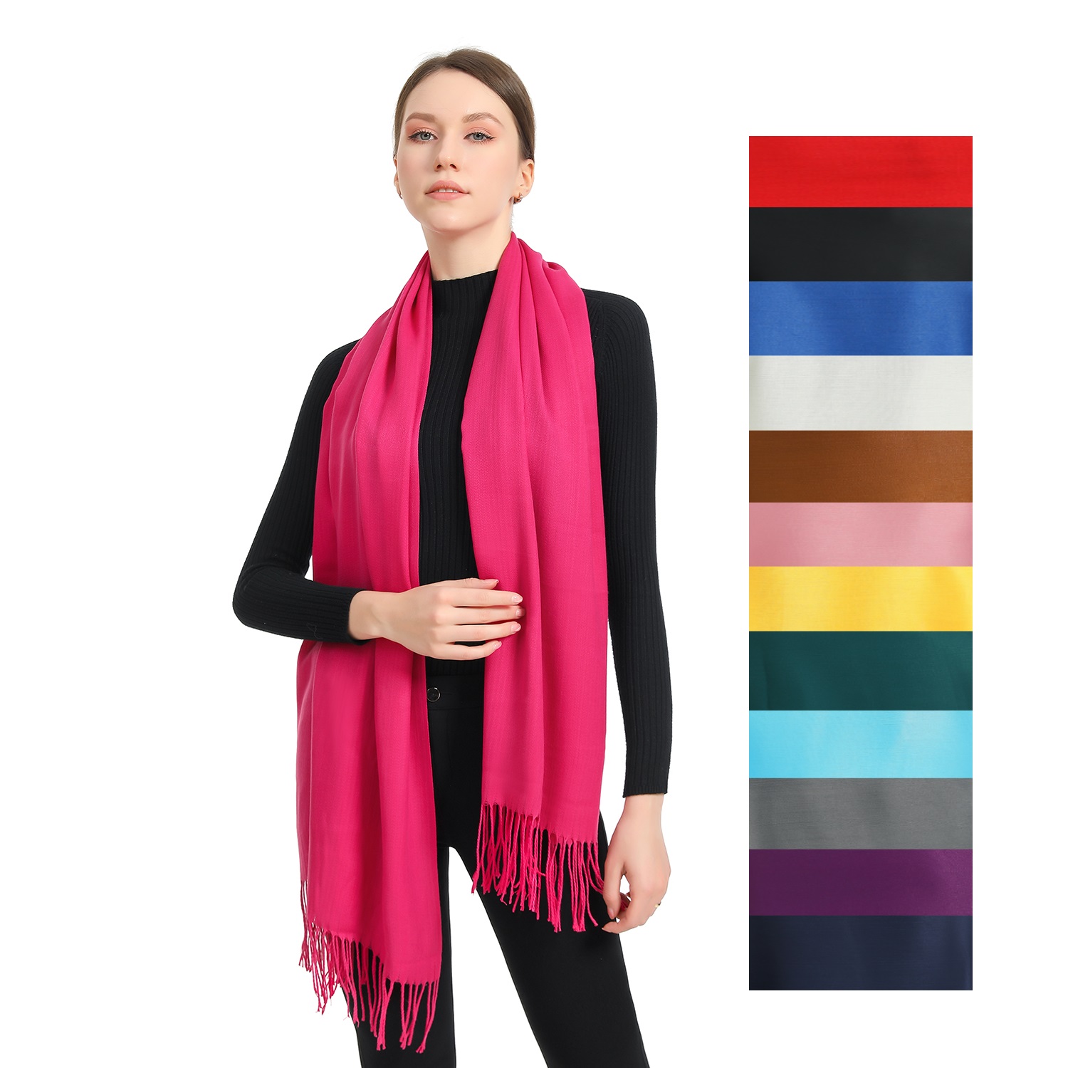 Premium Event Solid Shawl NY77MIX (12 RANDOM COLORS, 1 Doz)