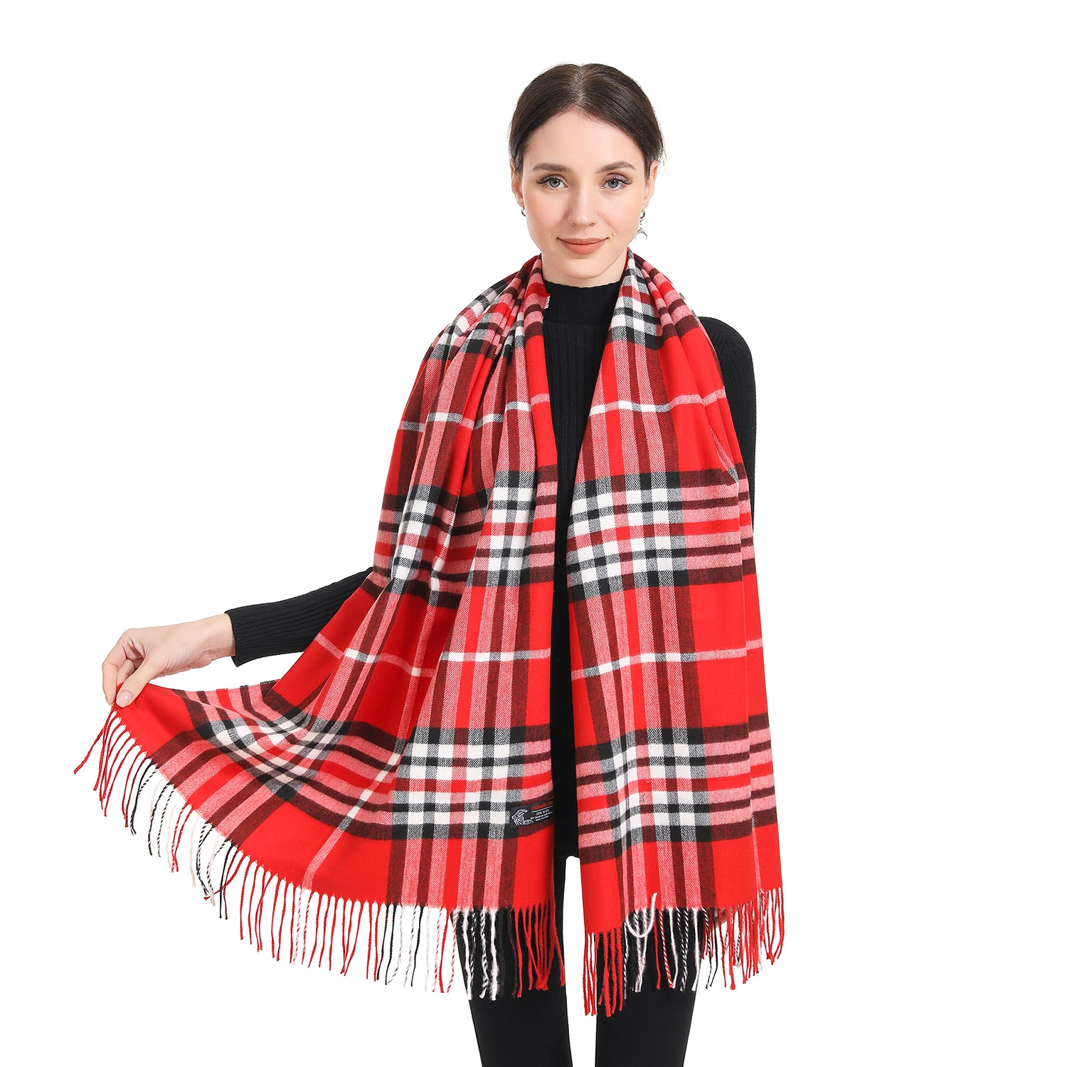 Giant Check Shawl AZ07-1 Color: Red