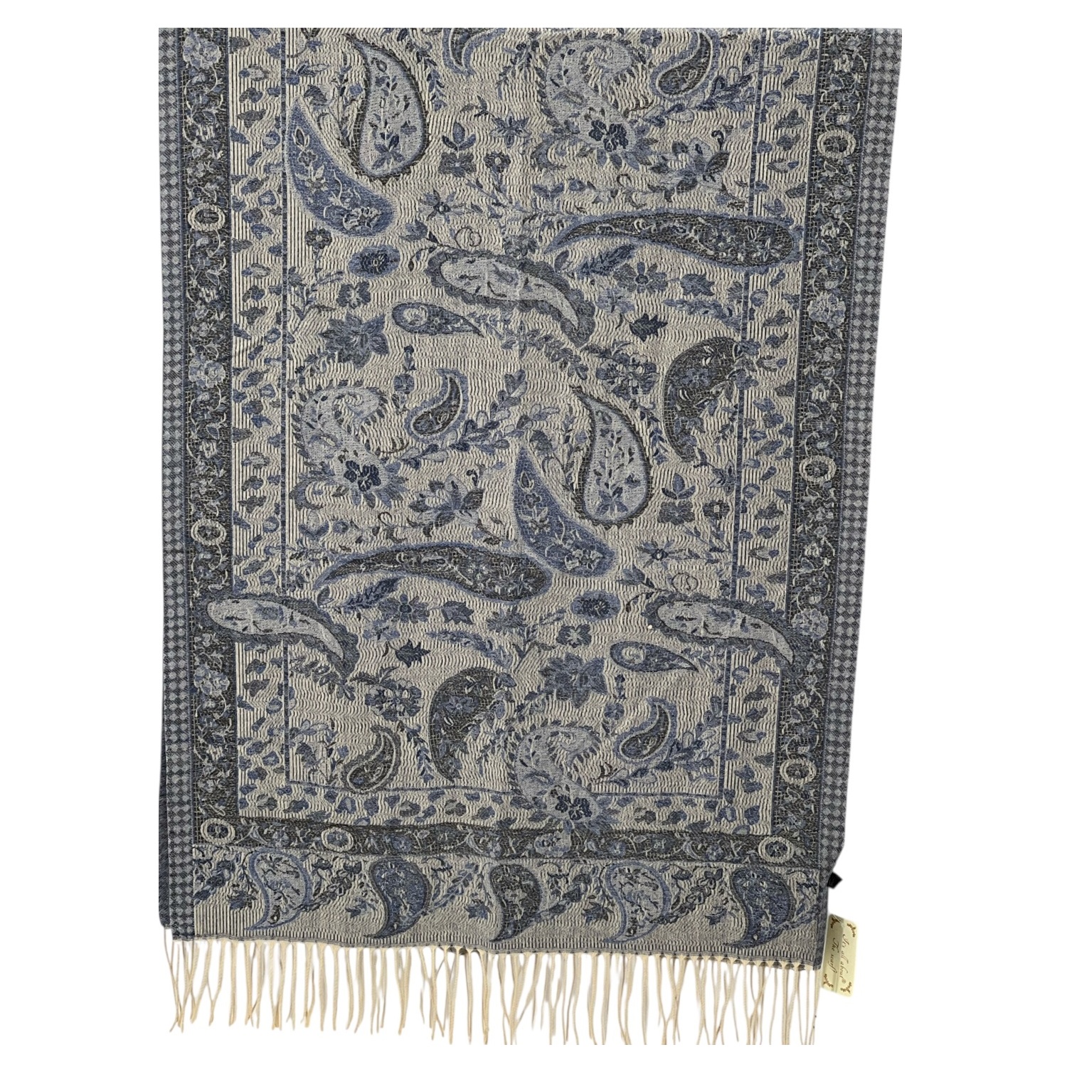 Elegant Paisley Cashmere Feel Shawl XX02007-3 Grey