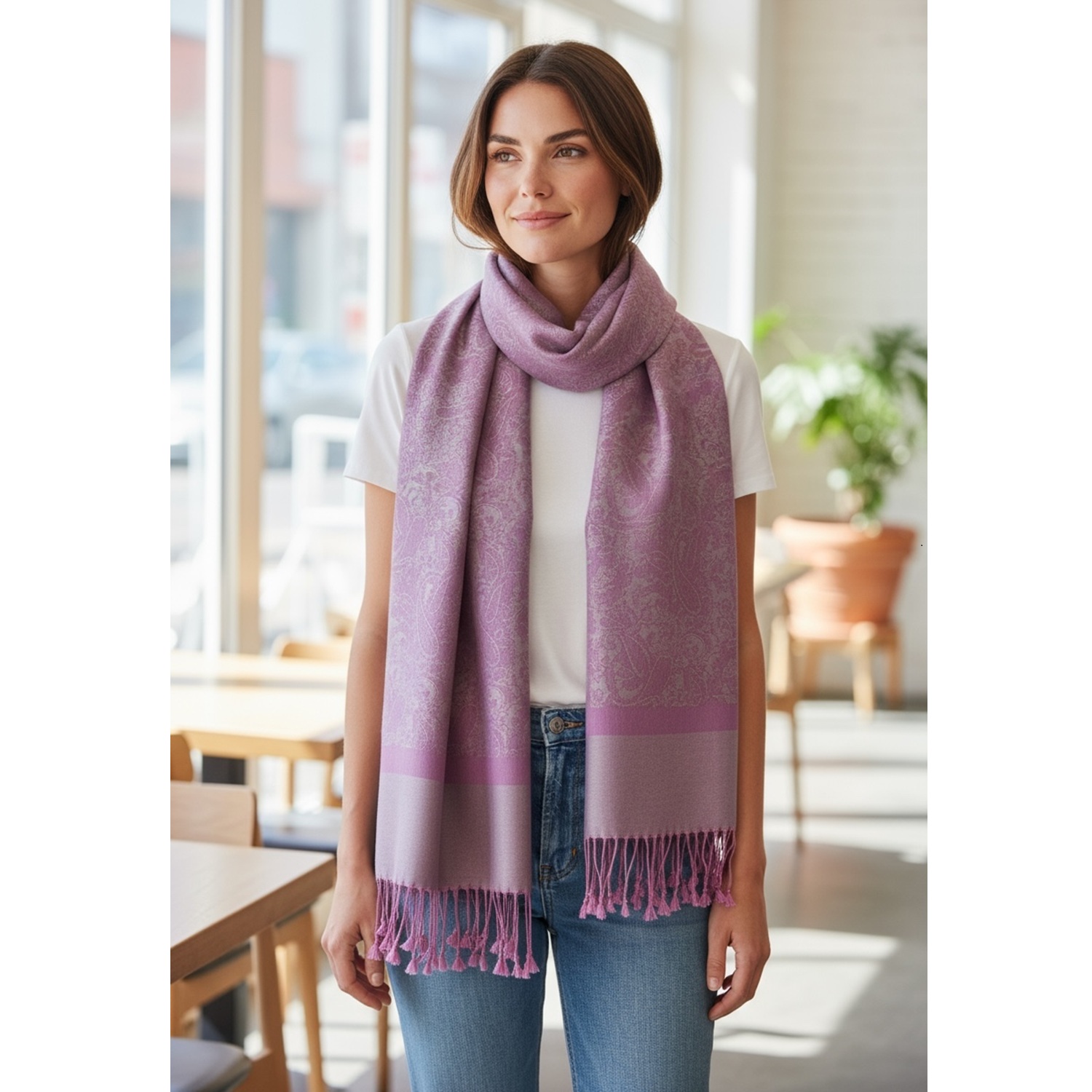 Jacquard Pashmina PL18111 Pink