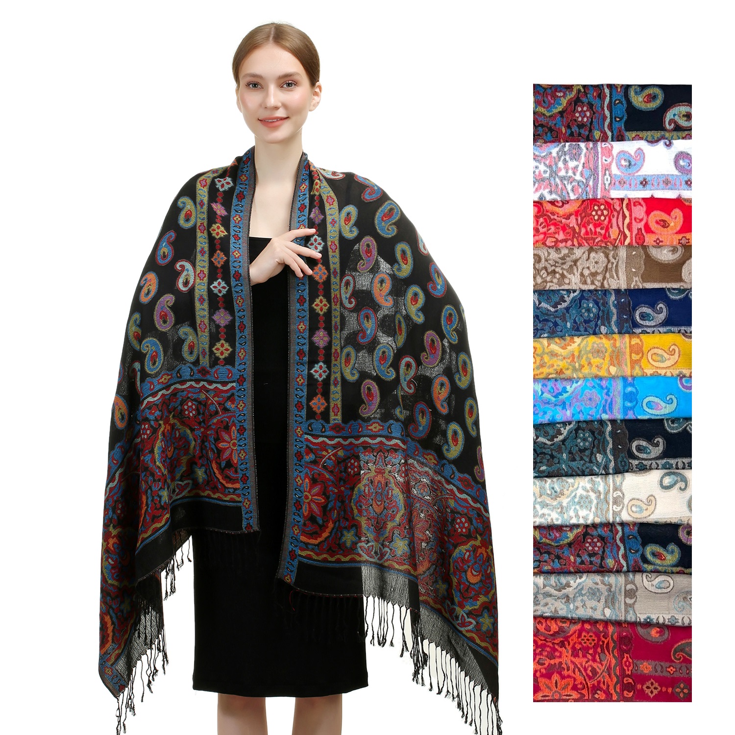 Vintage Paisley Pashmina SF24132 (11Colors,1Doz)