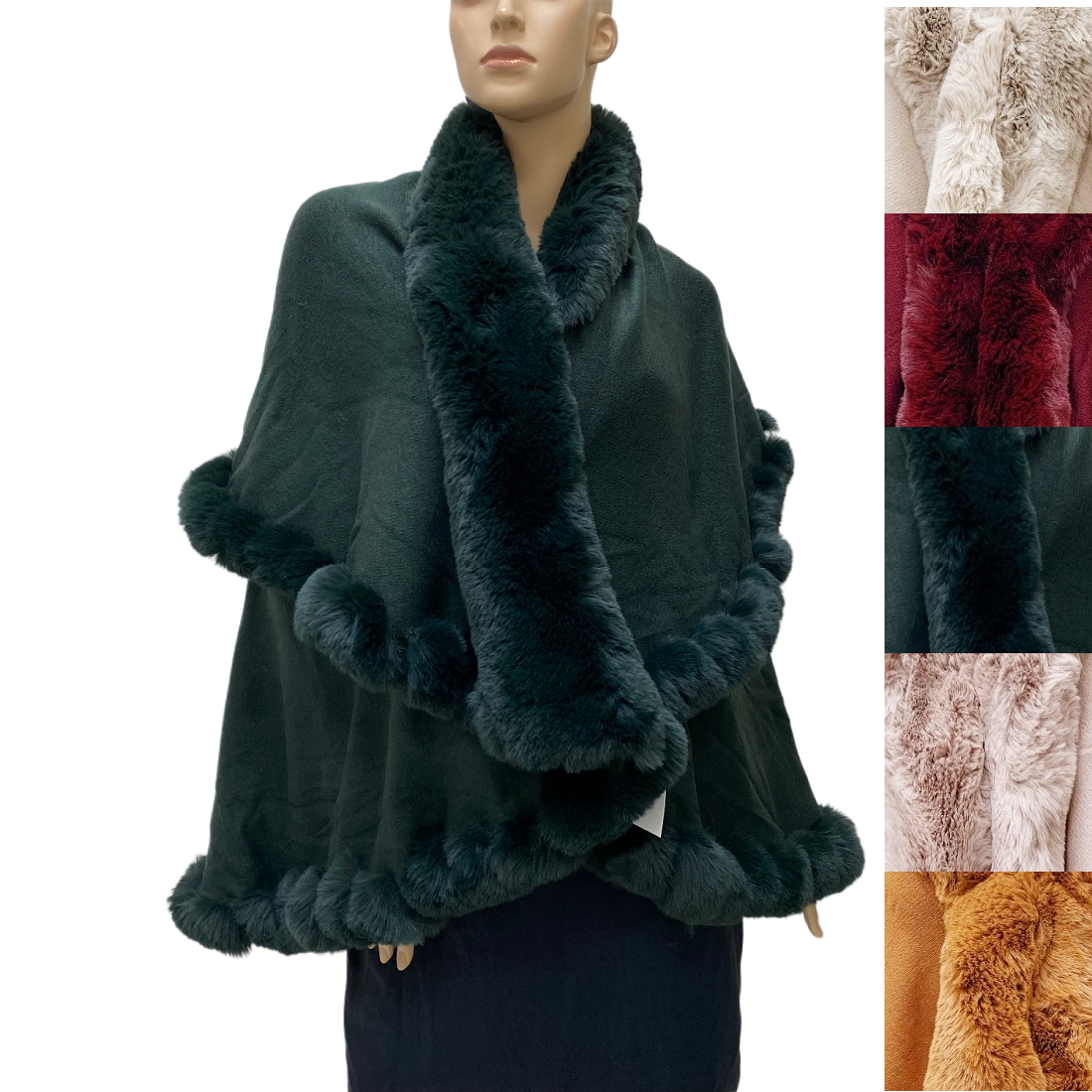 Luxury Faux Fur Topper Cloak Poncho JB581