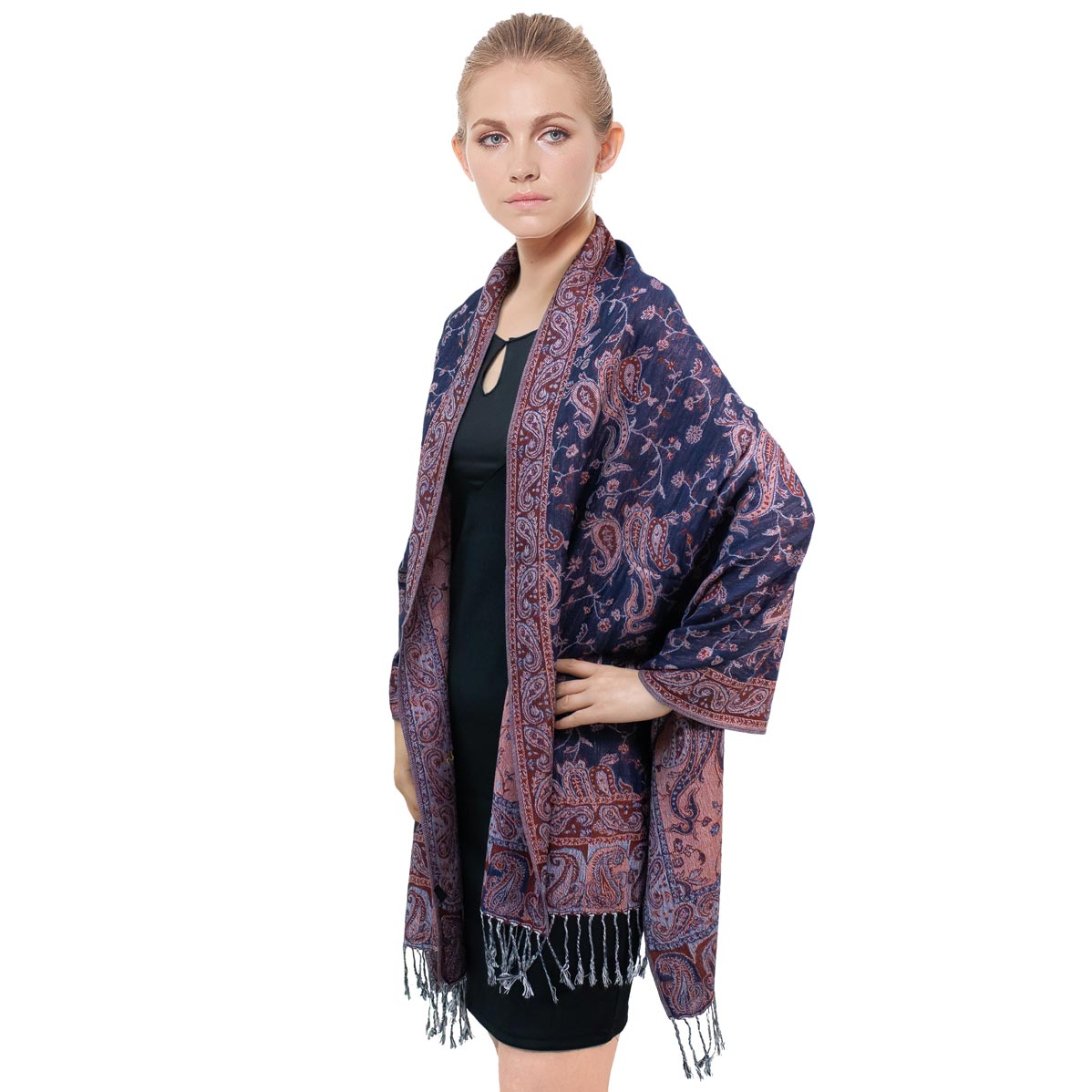 Gorgeous Paisley Pashmina 82325 Black/Burgundy