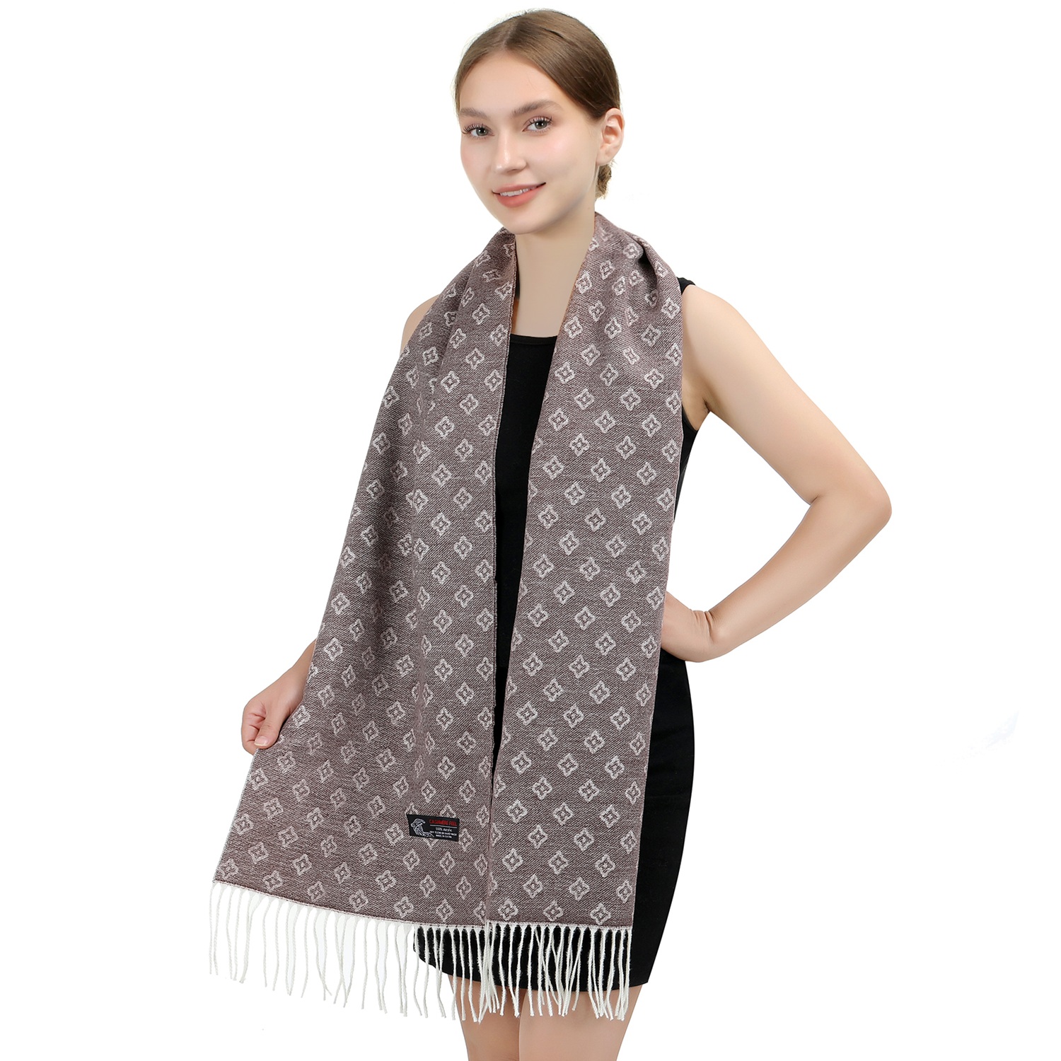 Cashmere Feel Scarf Floral Seamless Pattern SW105 Color: Coffee