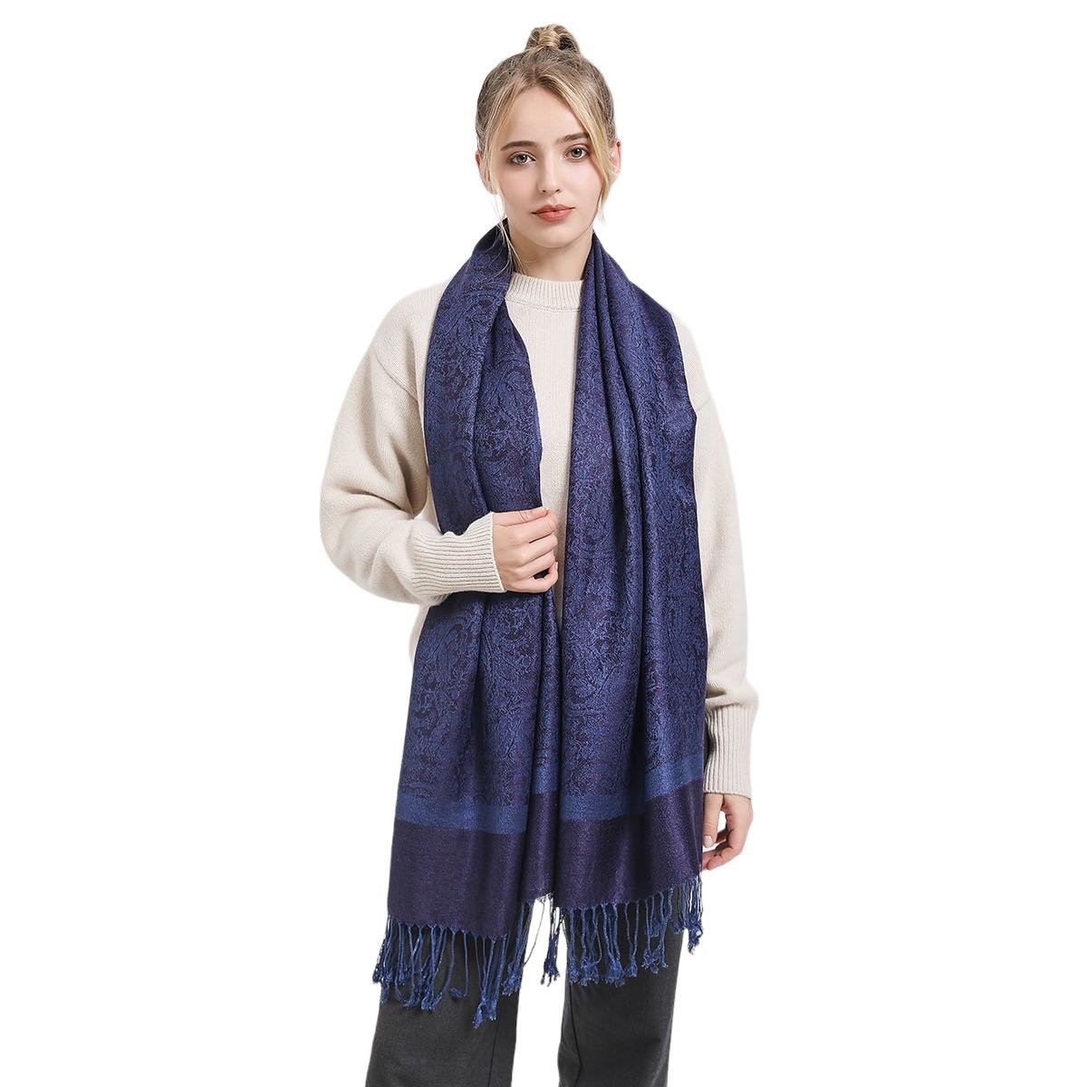 Jacquard Pashmina PL18202 Indigo