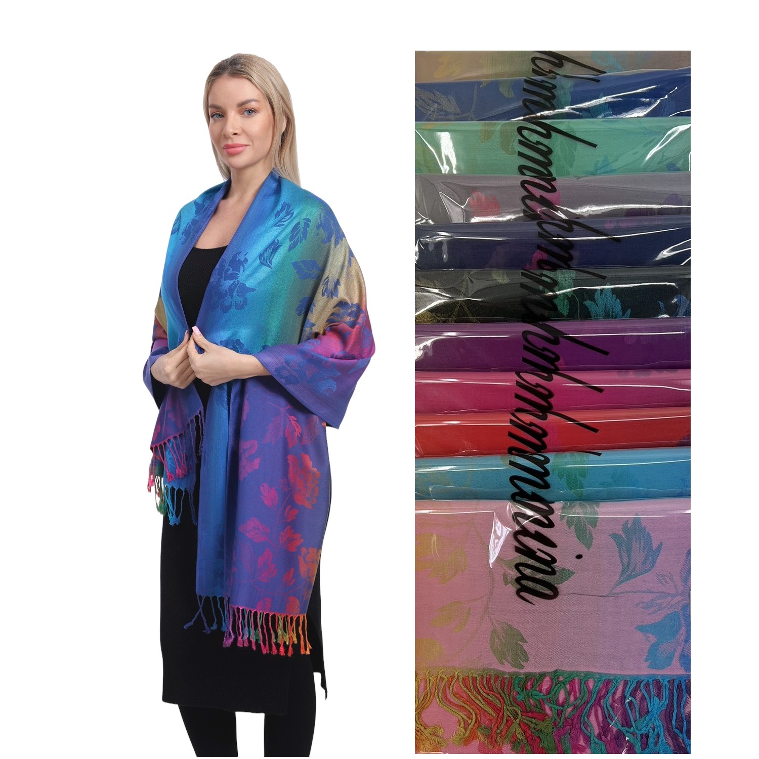 Rainbow Floral Patter Pashmina SF23154 (12 colors, 1DZ)