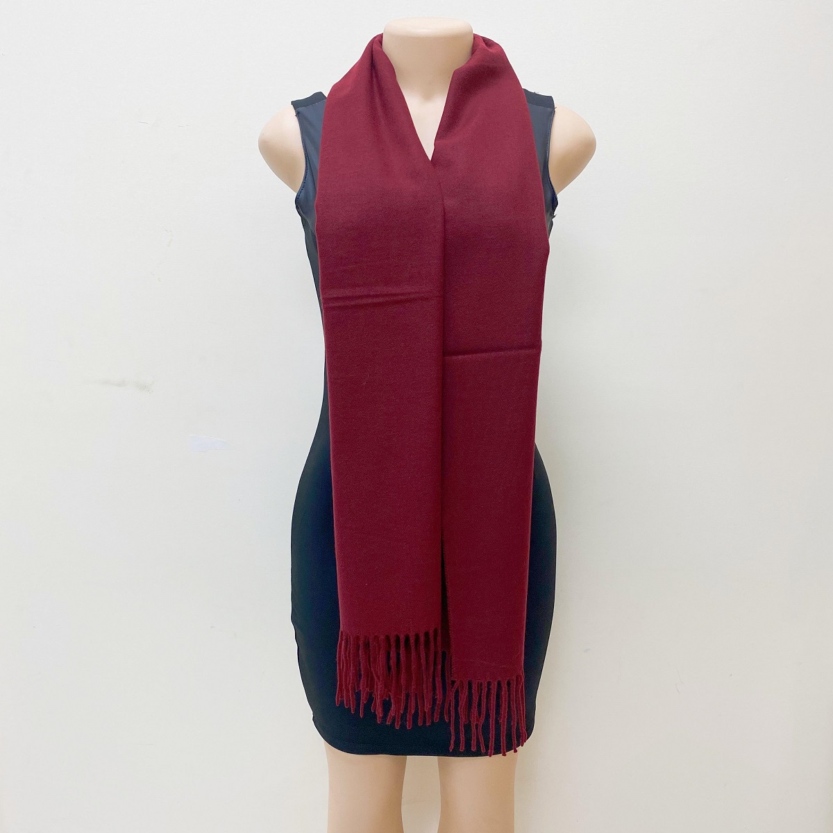 Z19-43 Solid Cashmere Feel Scarf: Burgundy