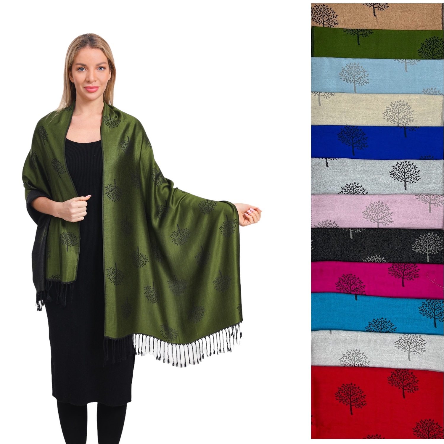 Classy Family Tree Pashmina SF3149 (12 COLORS, 1DZ)