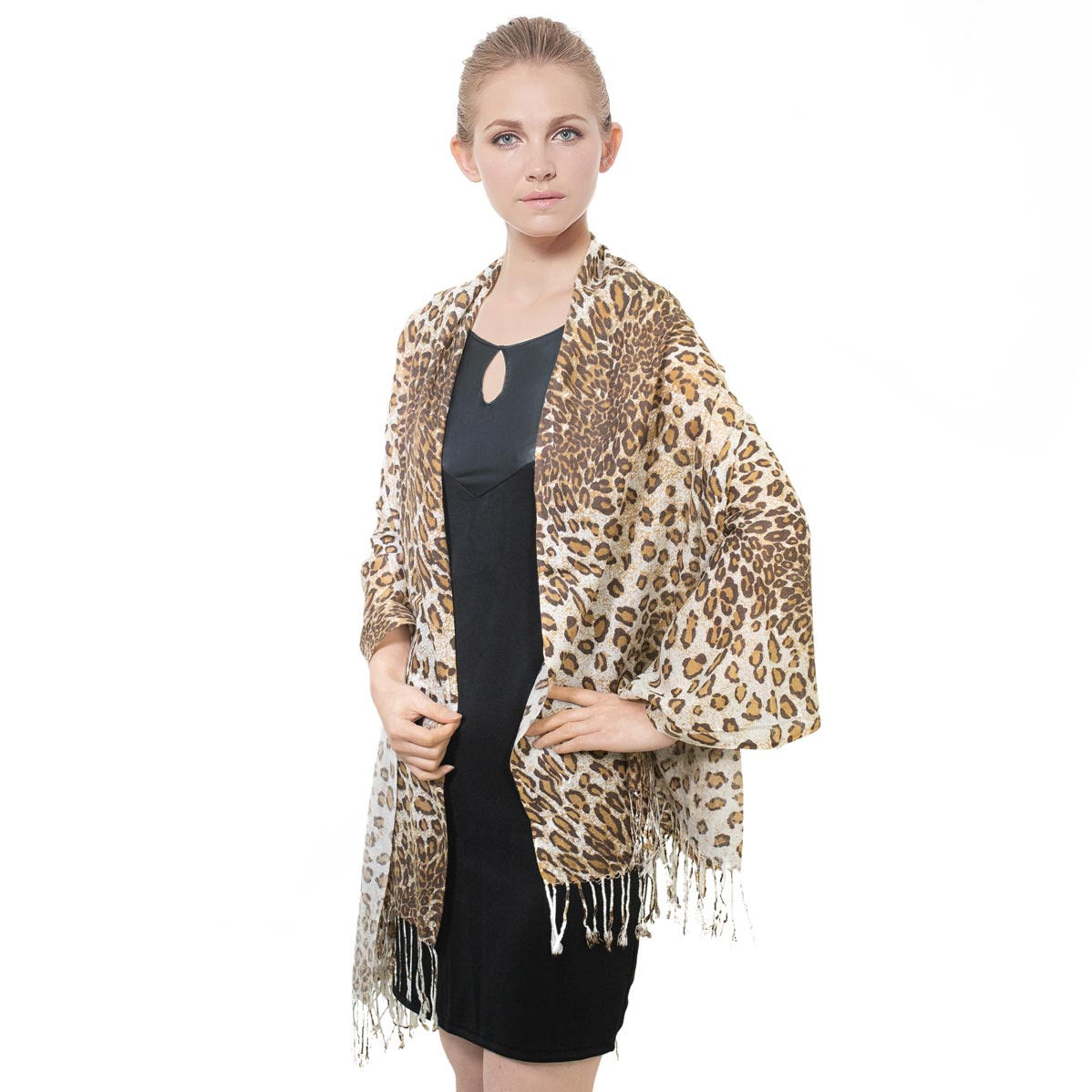 Leopard Pattern Pashmina W057-7 Chocolate/Brown