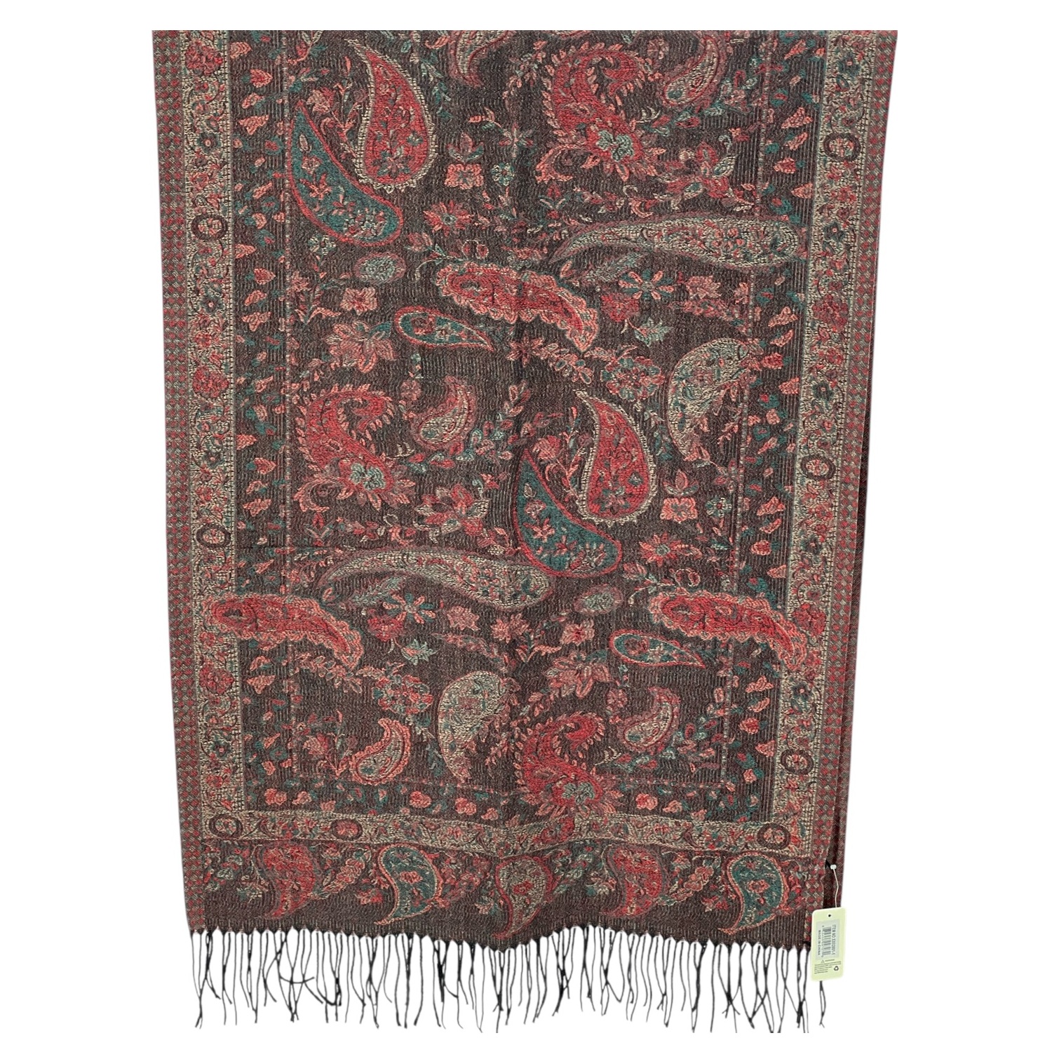 Elegant Paisley Cashmere Feel Shawl XX02007-1 Black