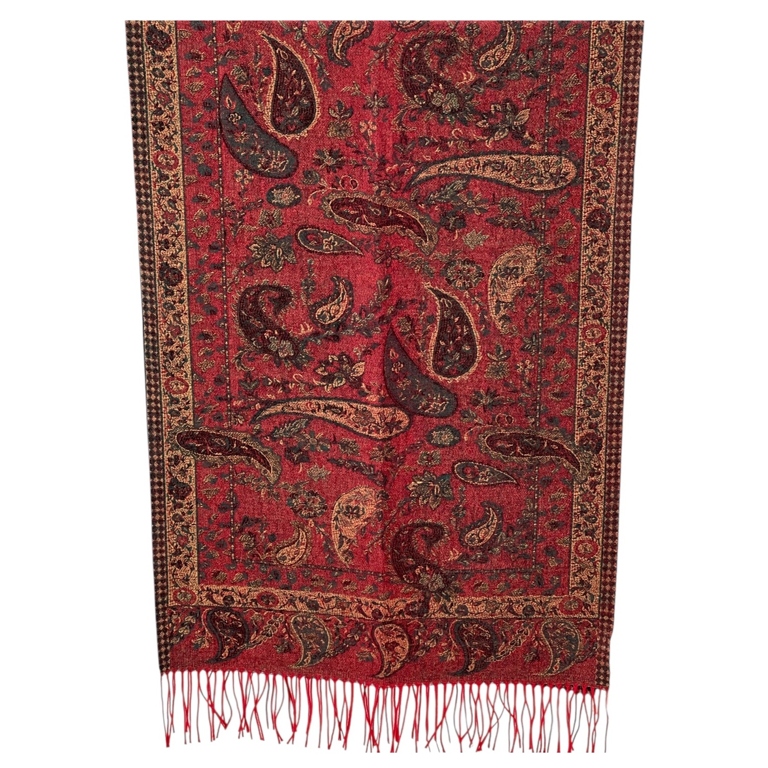 Elegant Paisley Cashmere Feel Shawl XX02007-2 Burgundy
