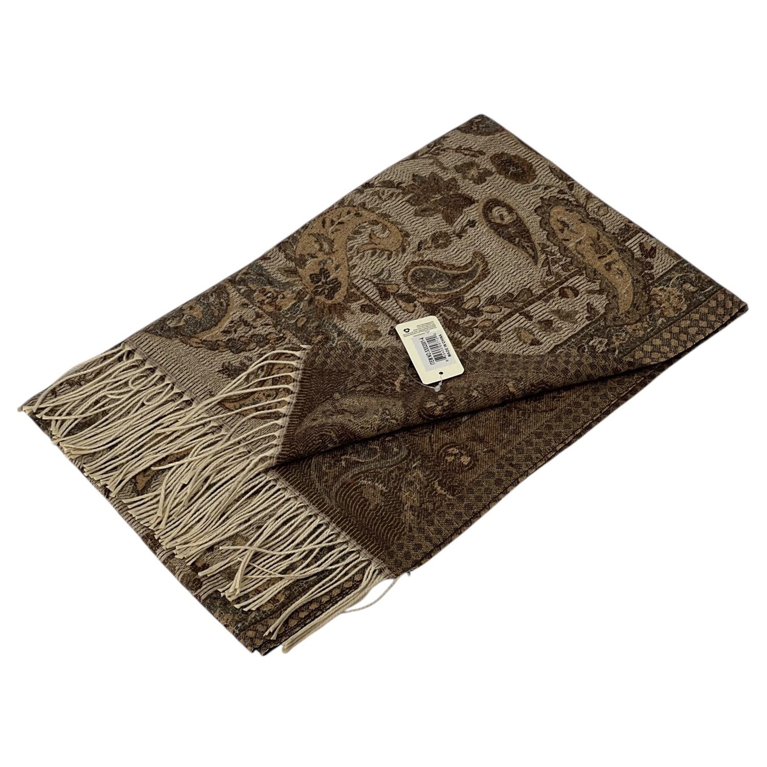 Elegant Paisley Cashmere Feel Shawl XX02007-4 Camel