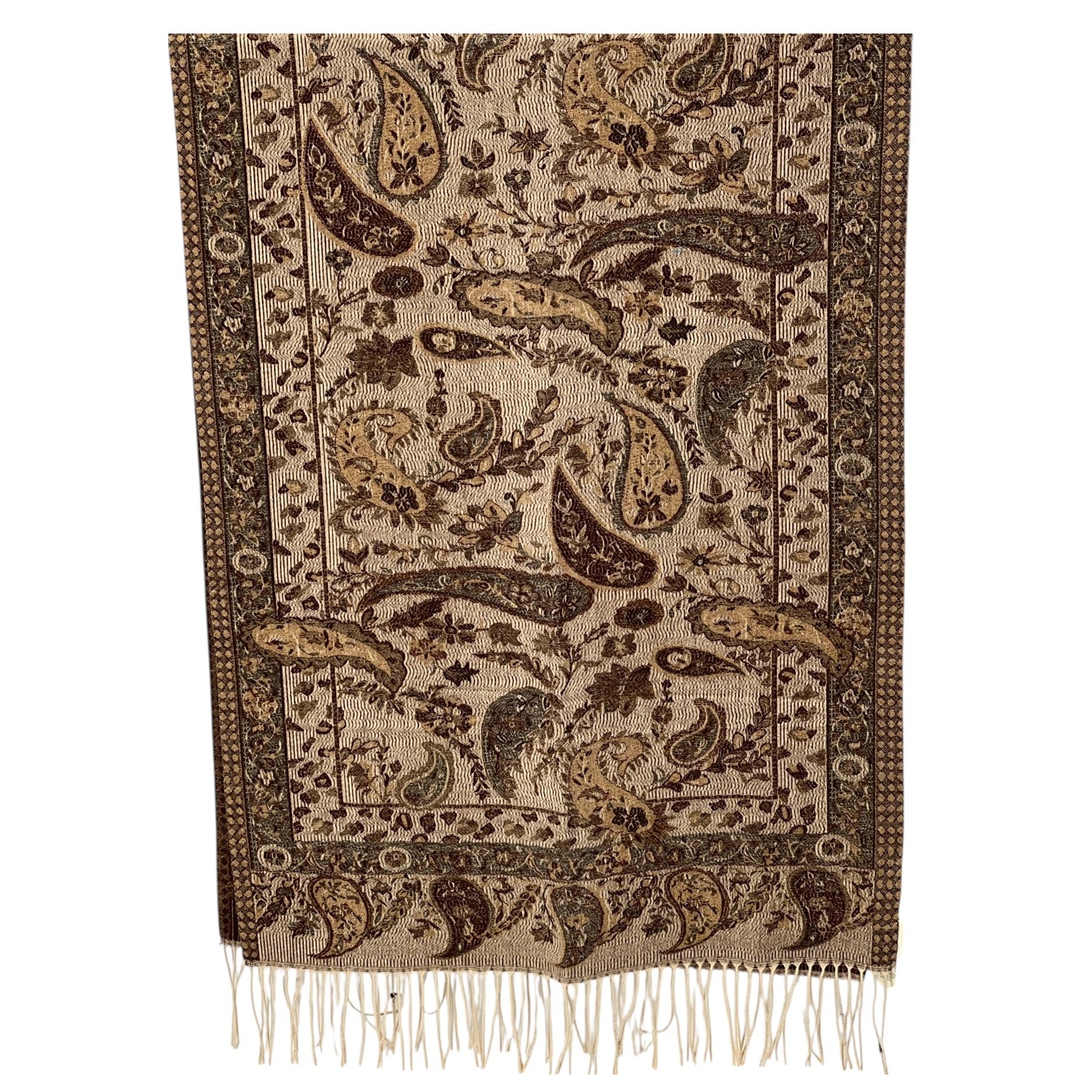 Elegant Paisley Cashmere Feel Shawl XX02007-4 Camel