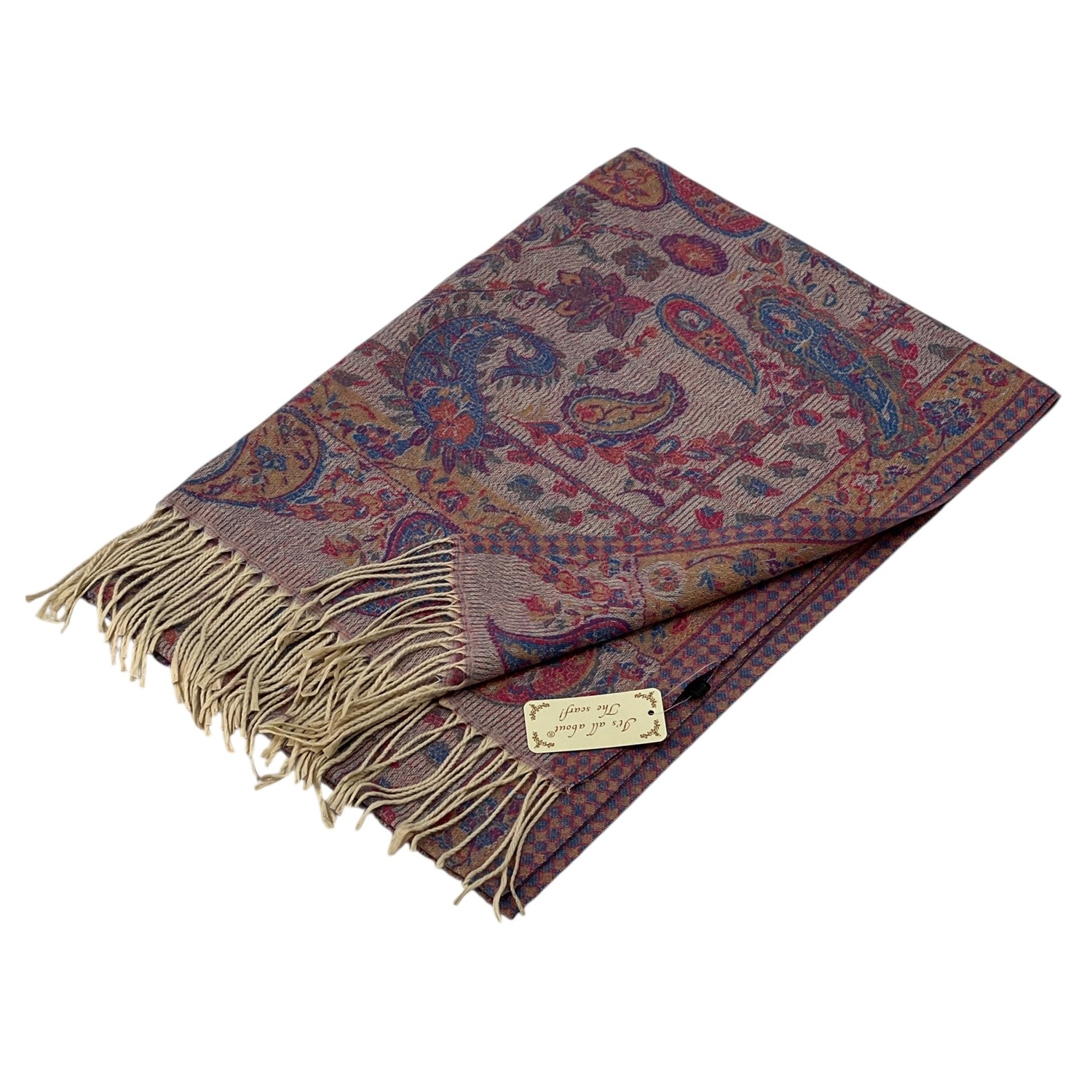 Elegant Paisley Cashmere Feel Shawl XX02007-5 Pink