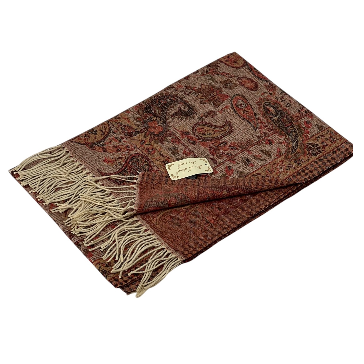 Elegant Paisley Cashmere Feel Shawl XX02007-6 Red